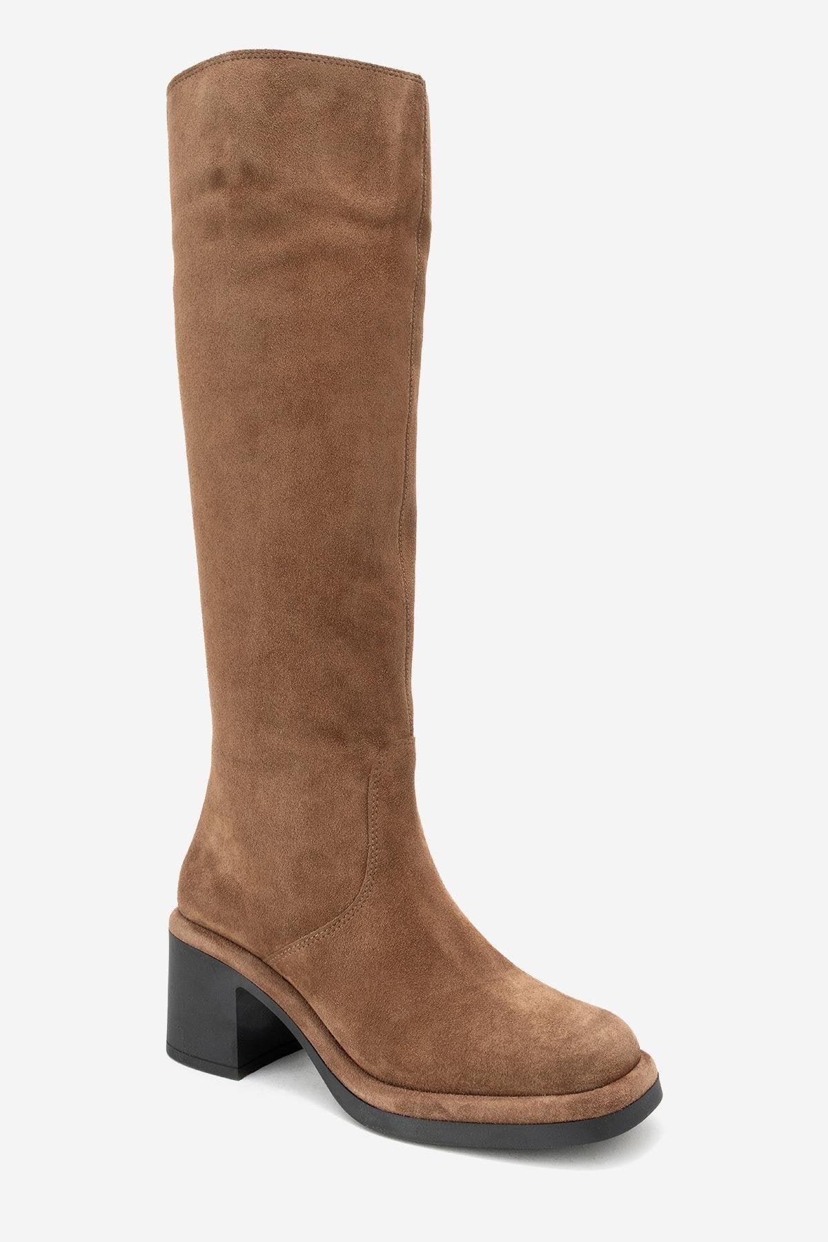Fros - Cognac Genuine Leather Block Heel Knee-High Boot (Women) - Image 3