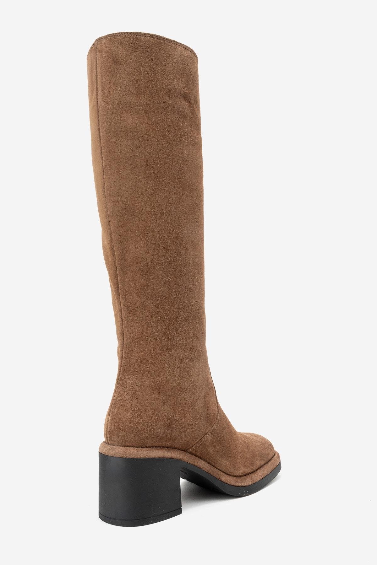 Fros - Cognac Genuine Leather Block Heel Knee-High Boot (Women) - Image 5
