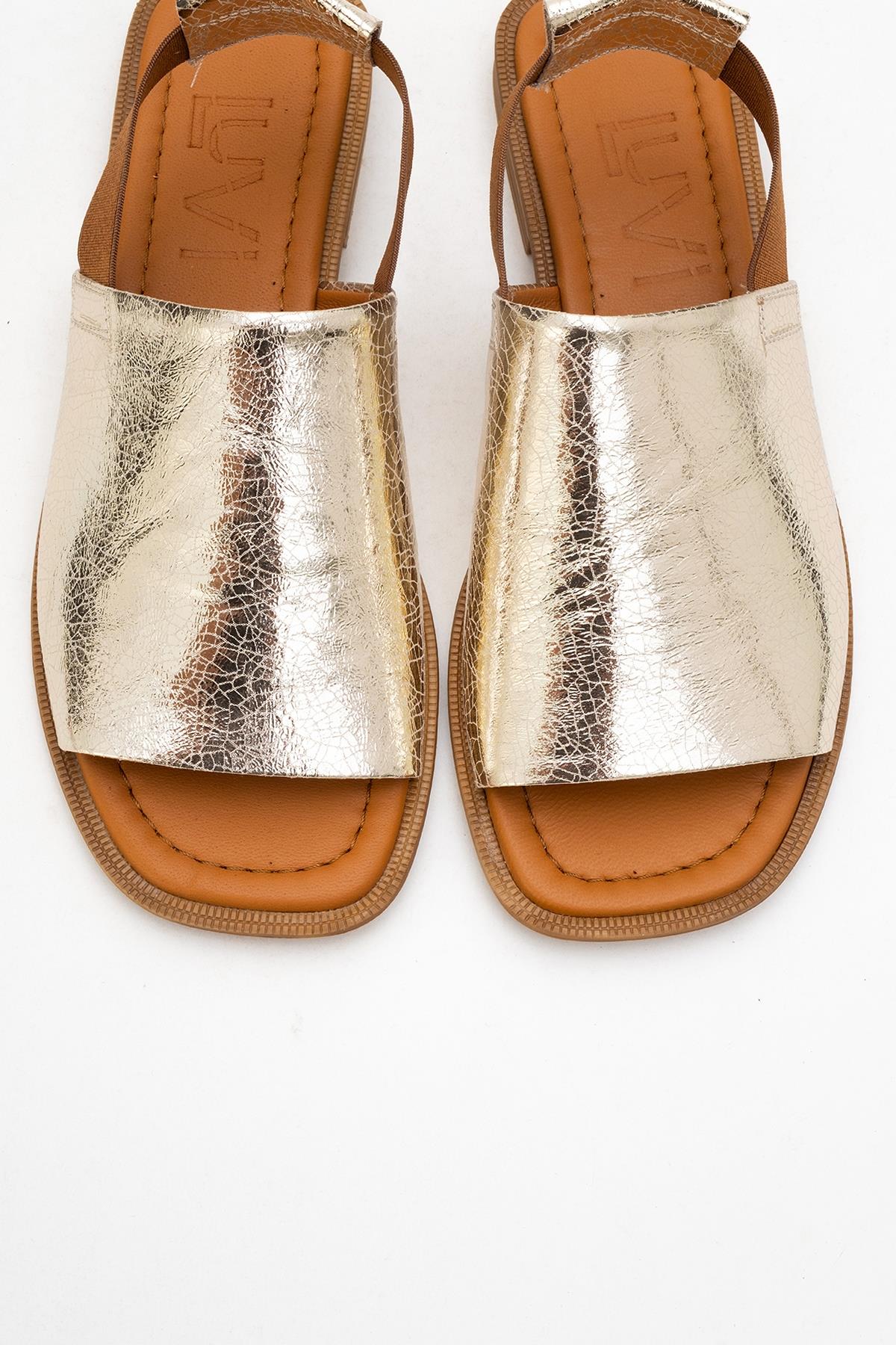Fuela - Gold Leather Sandals (Women) - Image 2