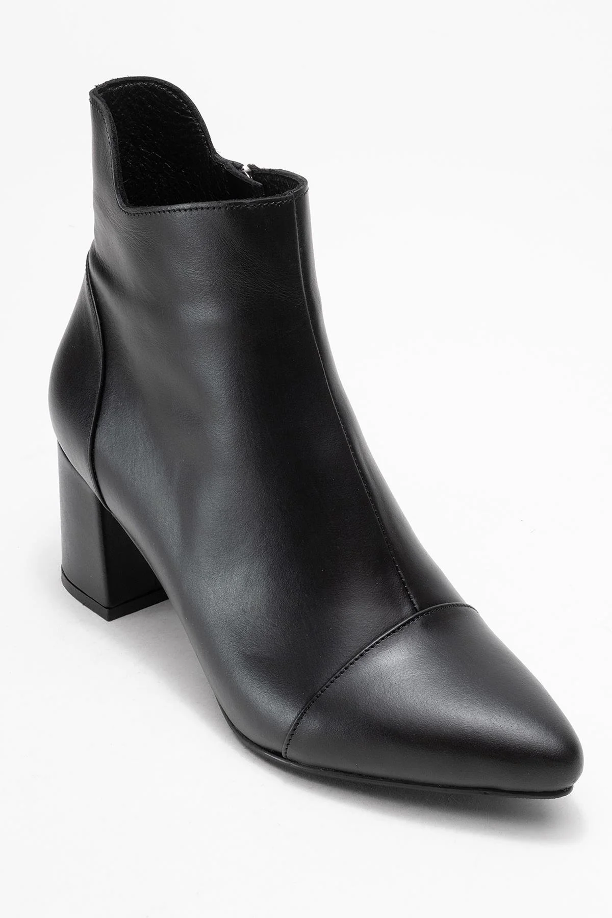 Gael - Black Genuine Leather Block Heel Ankle Boot (Women) - Image 3