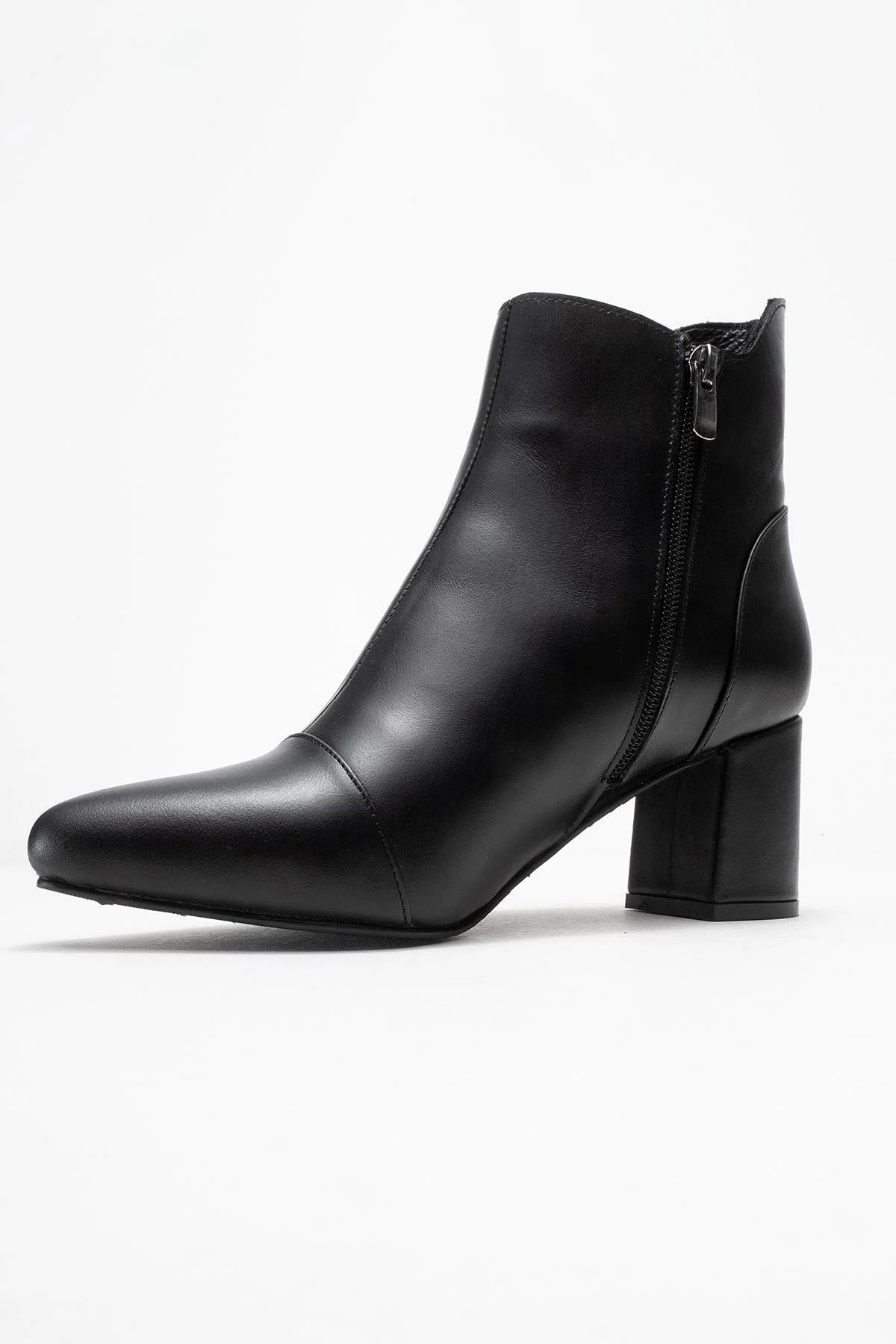 Gael - Black Genuine Leather Block Heel Ankle Boot (Women) - Image 4