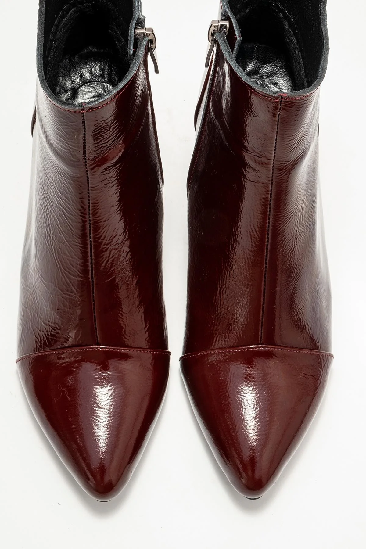 Gael - Burgundy Patent Genuine Leather Block Heel Boot (Women) - Image 2