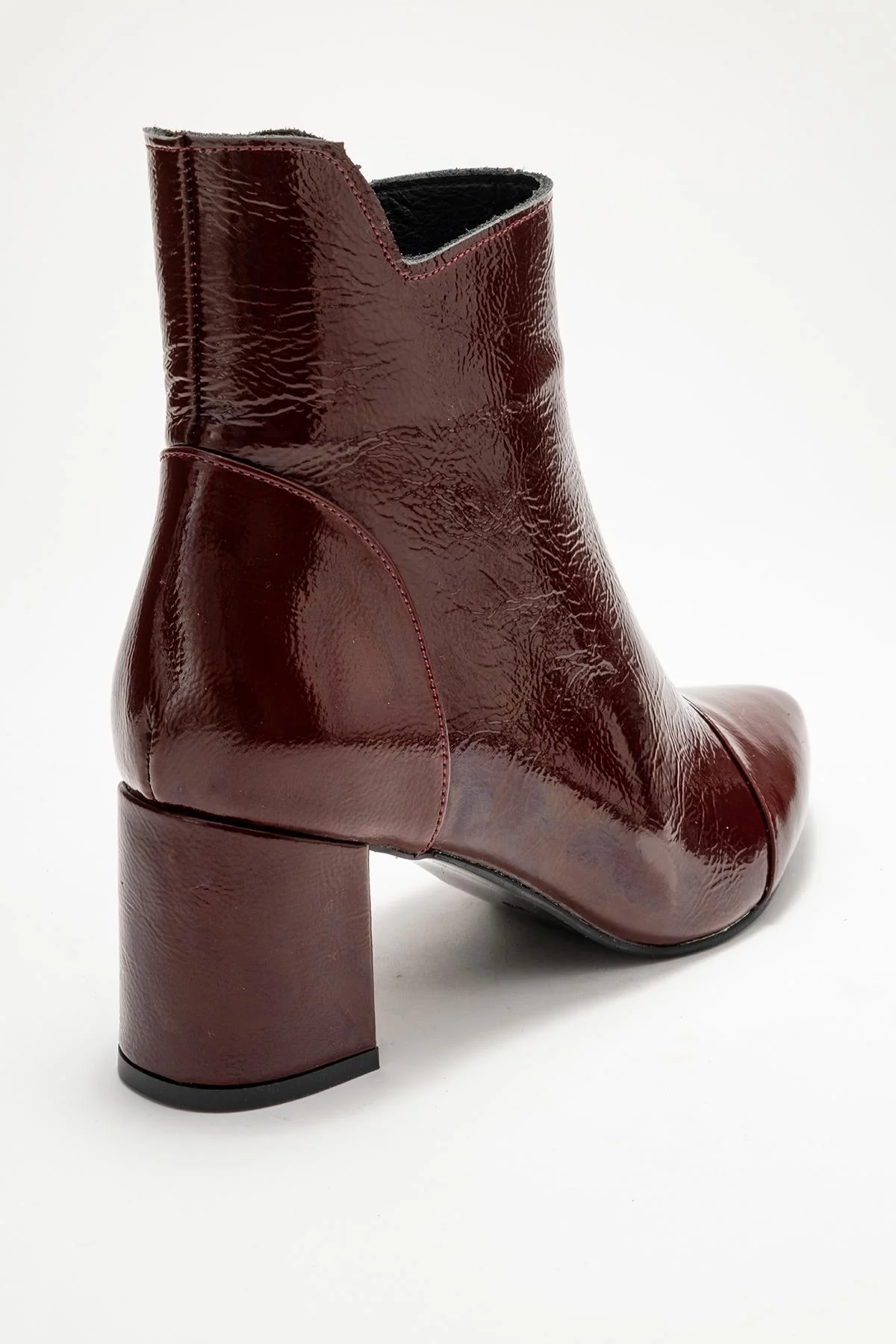 Gael - Burgundy Patent Genuine Leather Block Heel Boot (Women) - Image 5