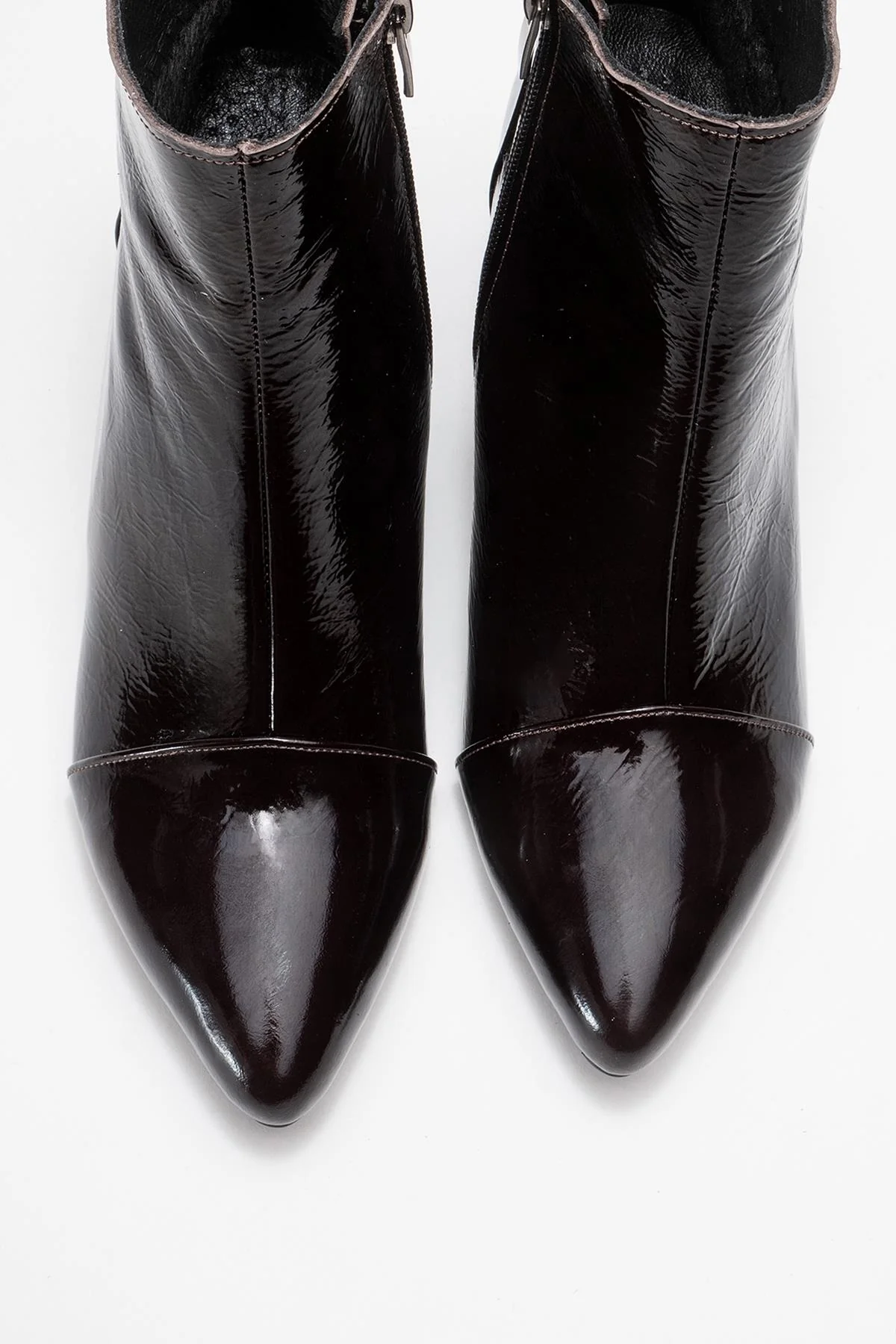 Gael - Dark Brown Patent Genuine Leather Block Heel Ankle Boot (Women) - Image 2