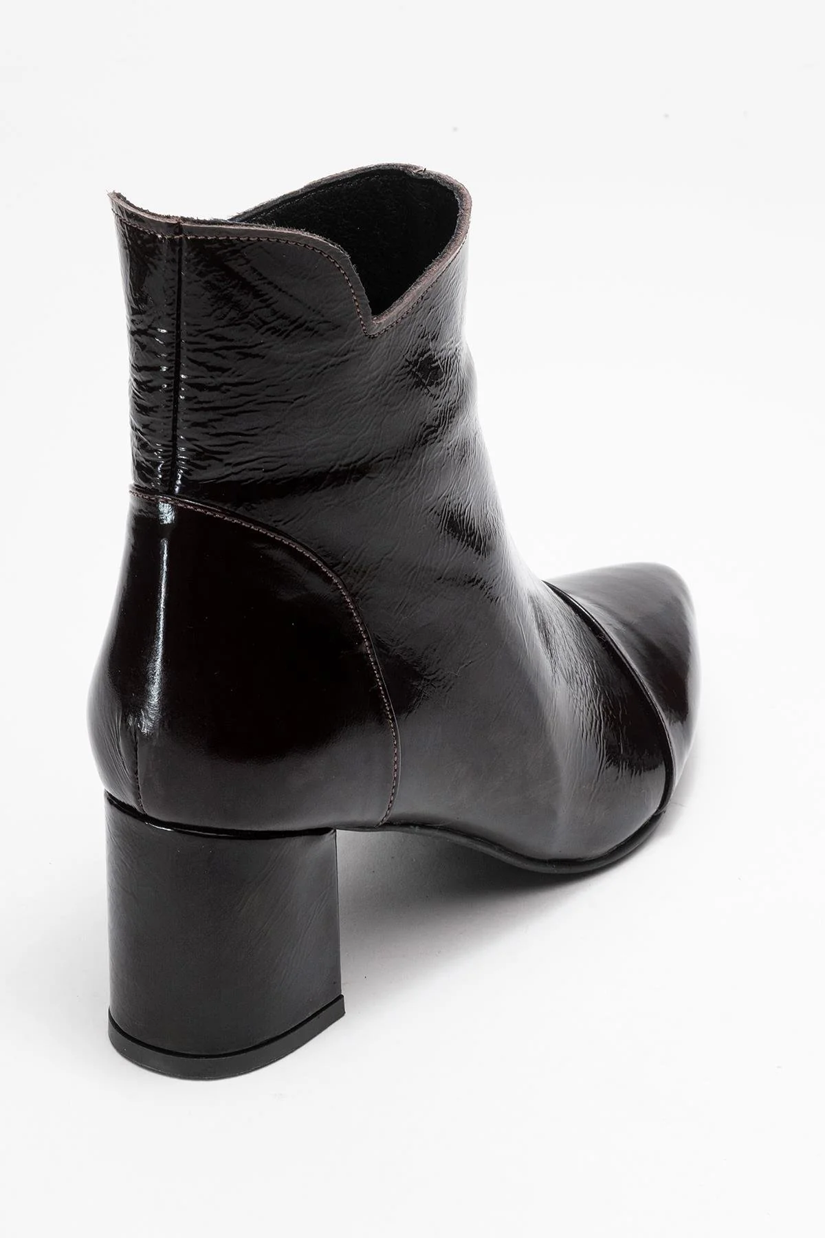 Gael - Dark Brown Patent Genuine Leather Block Heel Ankle Boot (Women) - Image 5