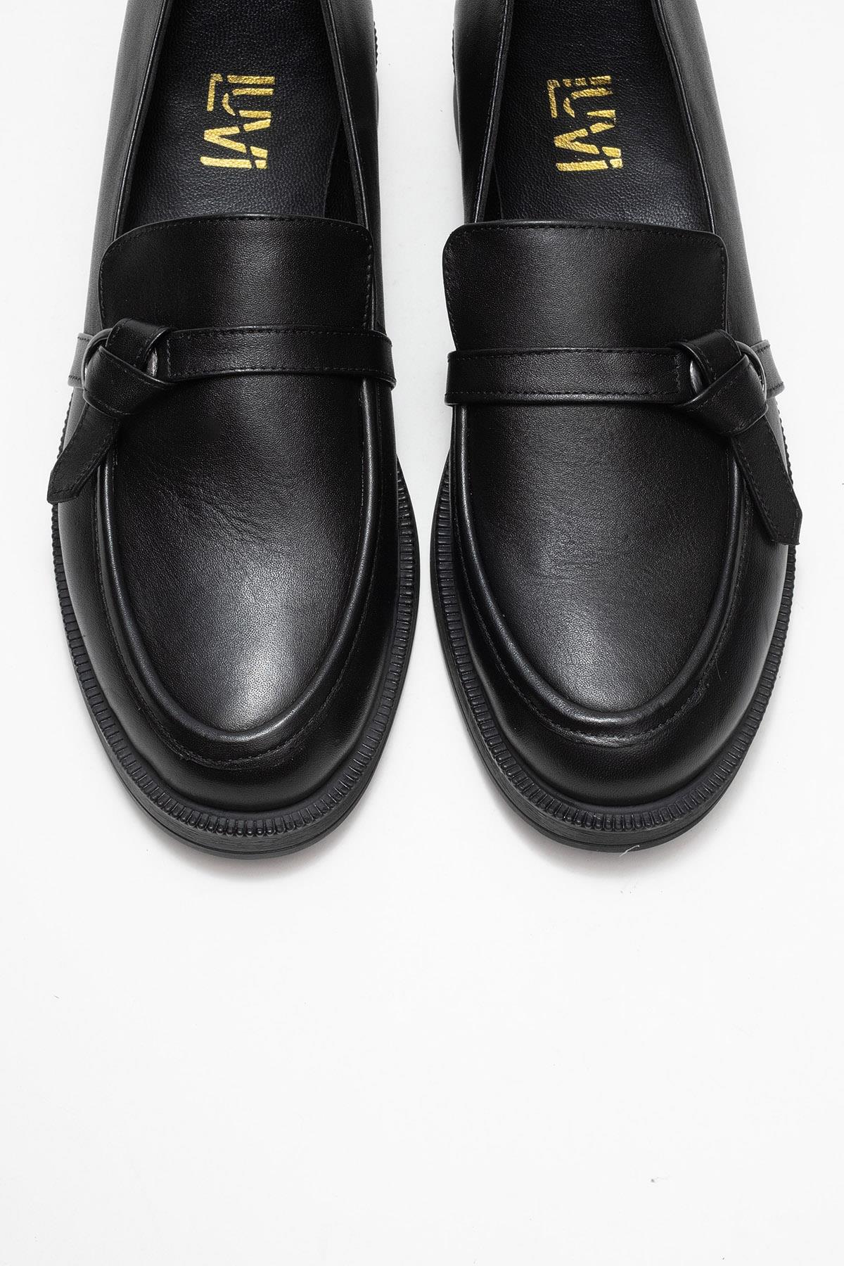 Galea - Black Genuine Leather Buckle Loafer (Women) - Image 2