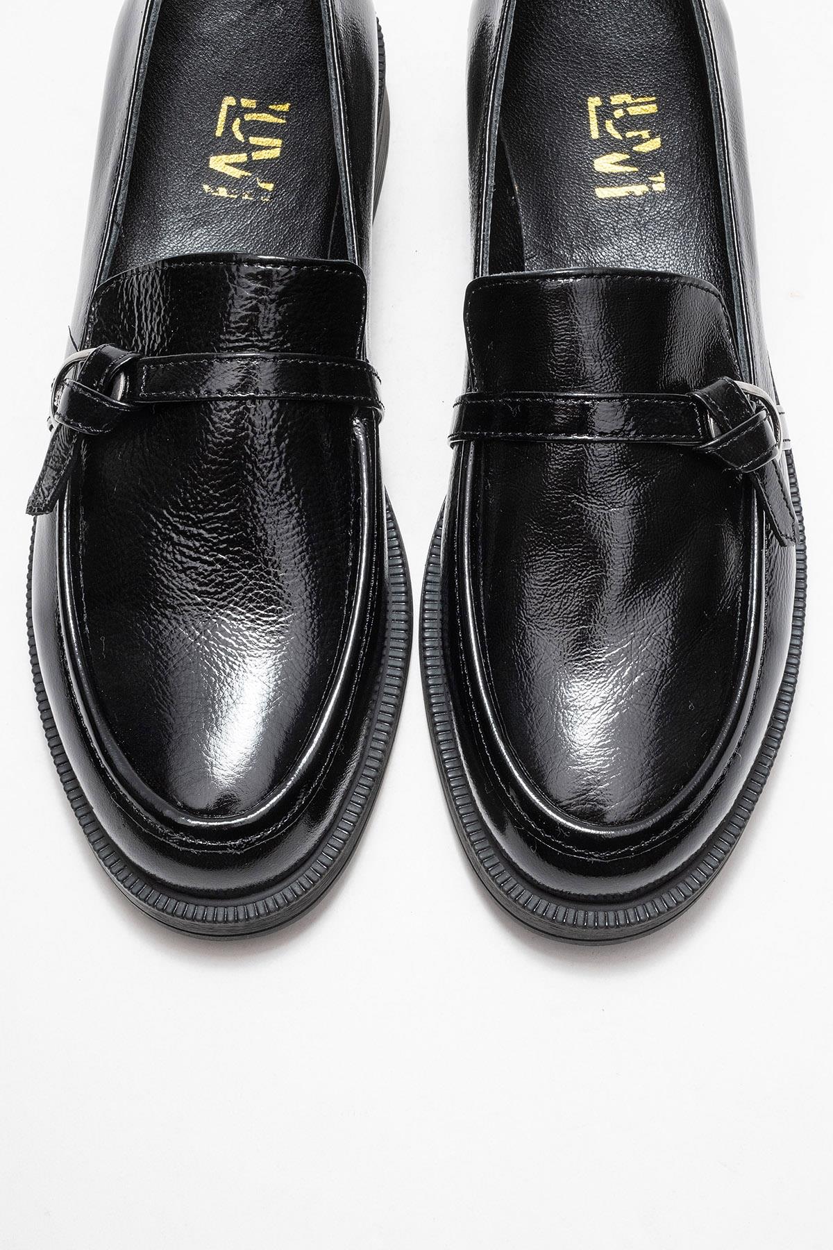 Galea - Black Patent Buckled Genuine Leather Loafer (Women) - Image 2