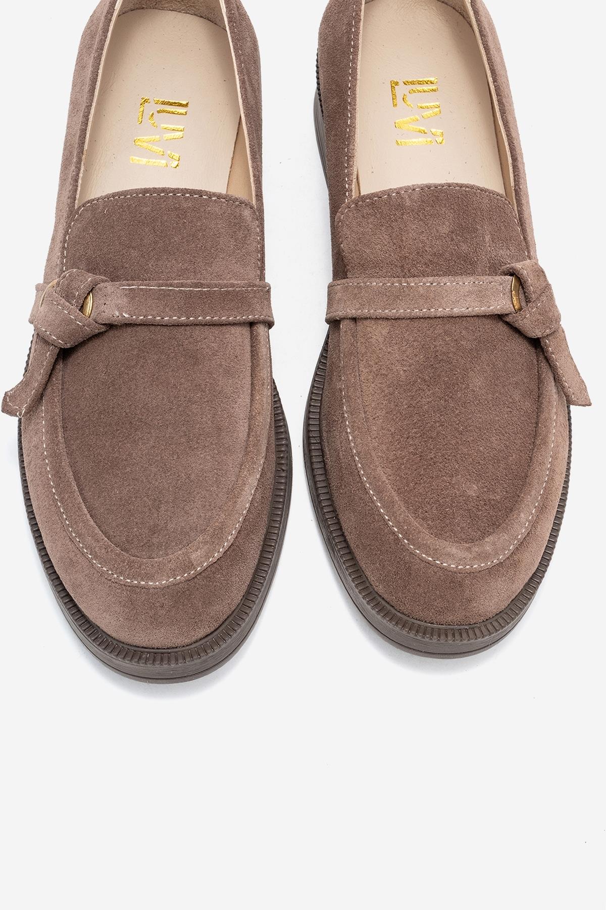 Galea - Taupe Suede Genuine Leather Loafer (Women) - Image 2