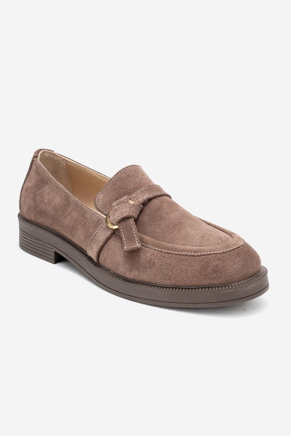 Galea - Taupe Suede Genuine Leather Loafer (Women) - Image 3