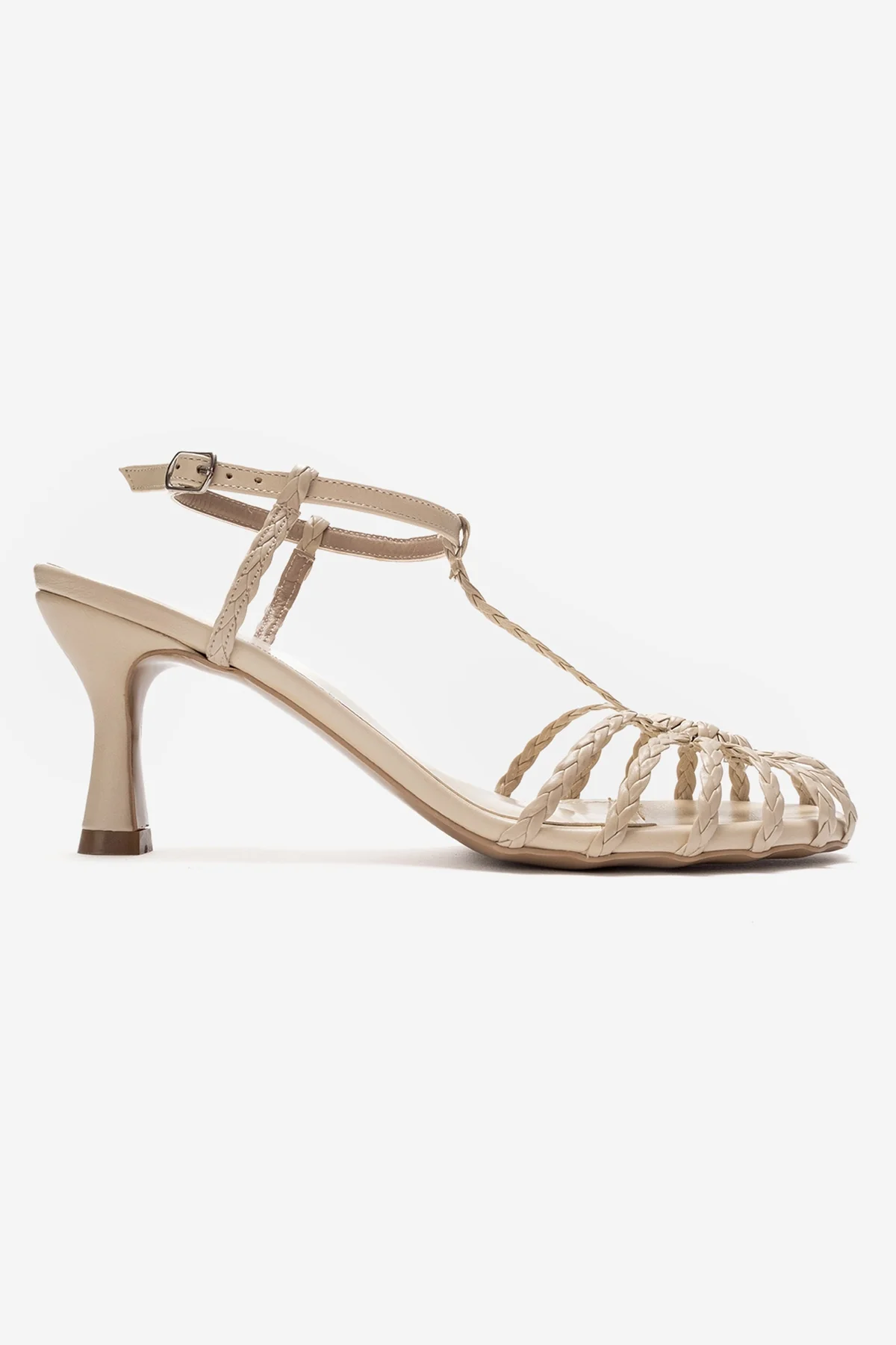 Gerald - Beige Genuine Leather Woven Strap Stiletto Pump (Women) - Image 6