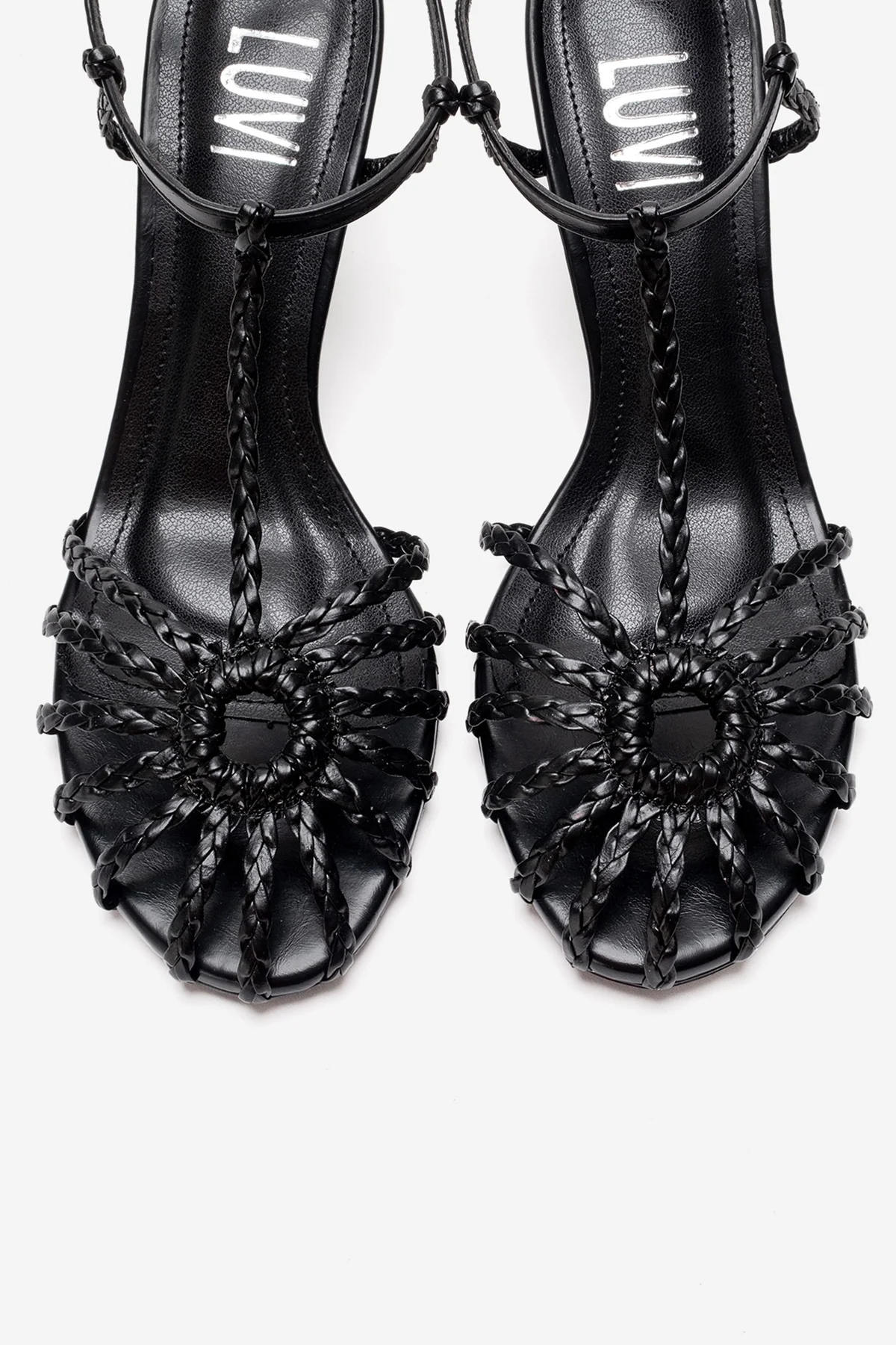 Gerald - Black Genuine Leather Woven Strap Stiletto Pump (Women) - Image 2