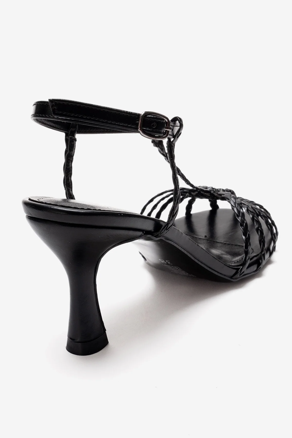 Gerald - Black Genuine Leather Woven Strap Stiletto Pump (Women) - Image 5