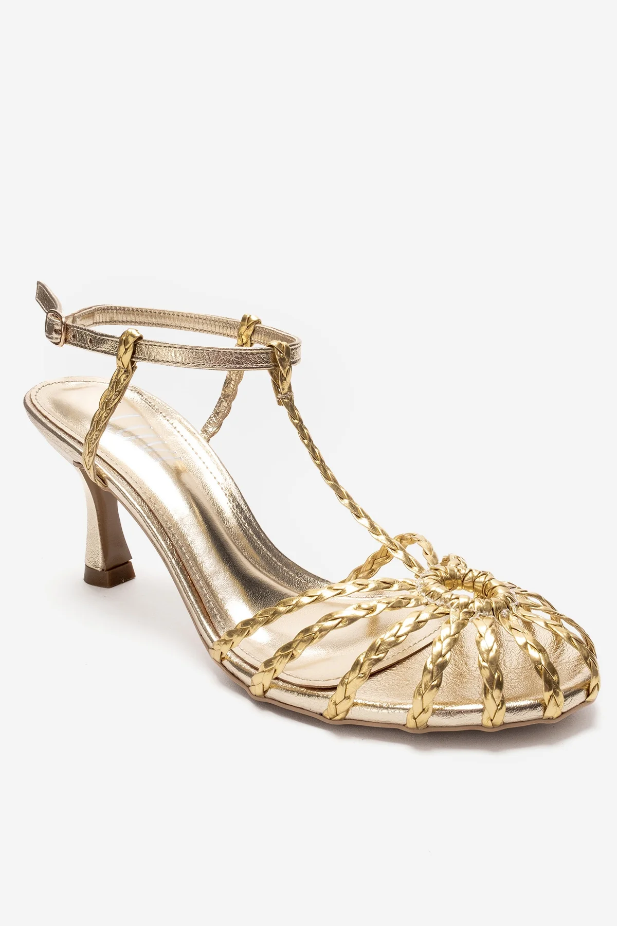 Gerald - Gold Genuine Leather Woven Strap Stiletto Pump (Women) - Image 3