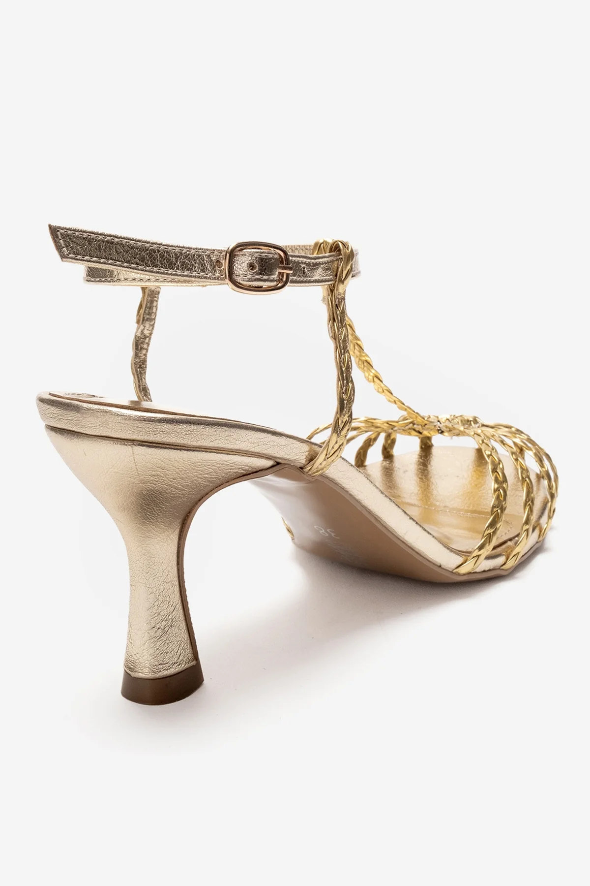 Gerald - Gold Genuine Leather Woven Strap Stiletto Pump (Women) - Image 5