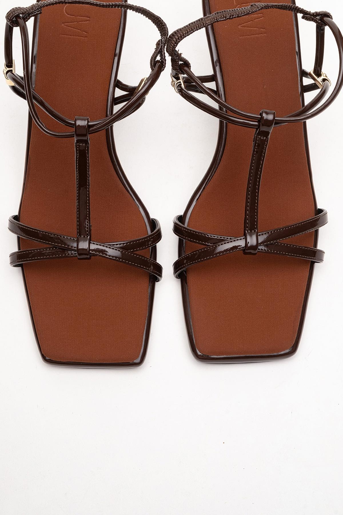 Gibson - Brown Patent Square-Toe Heeled Sandal (Women) - Image 2