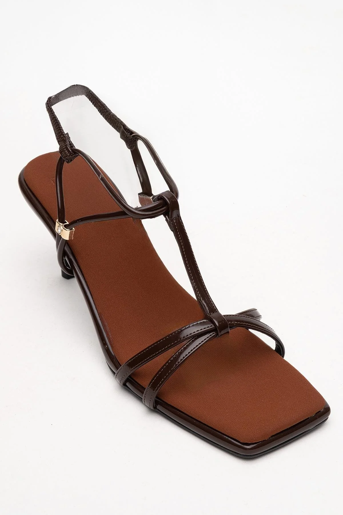 Gibson - Brown Patent Square-Toe Heeled Sandal (Women) - Image 3