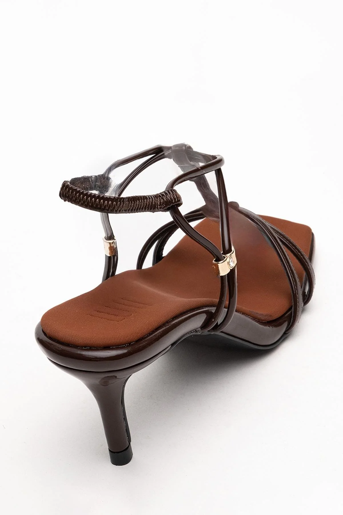 Gibson - Brown Patent Square-Toe Heeled Sandal (Women) - Image 5