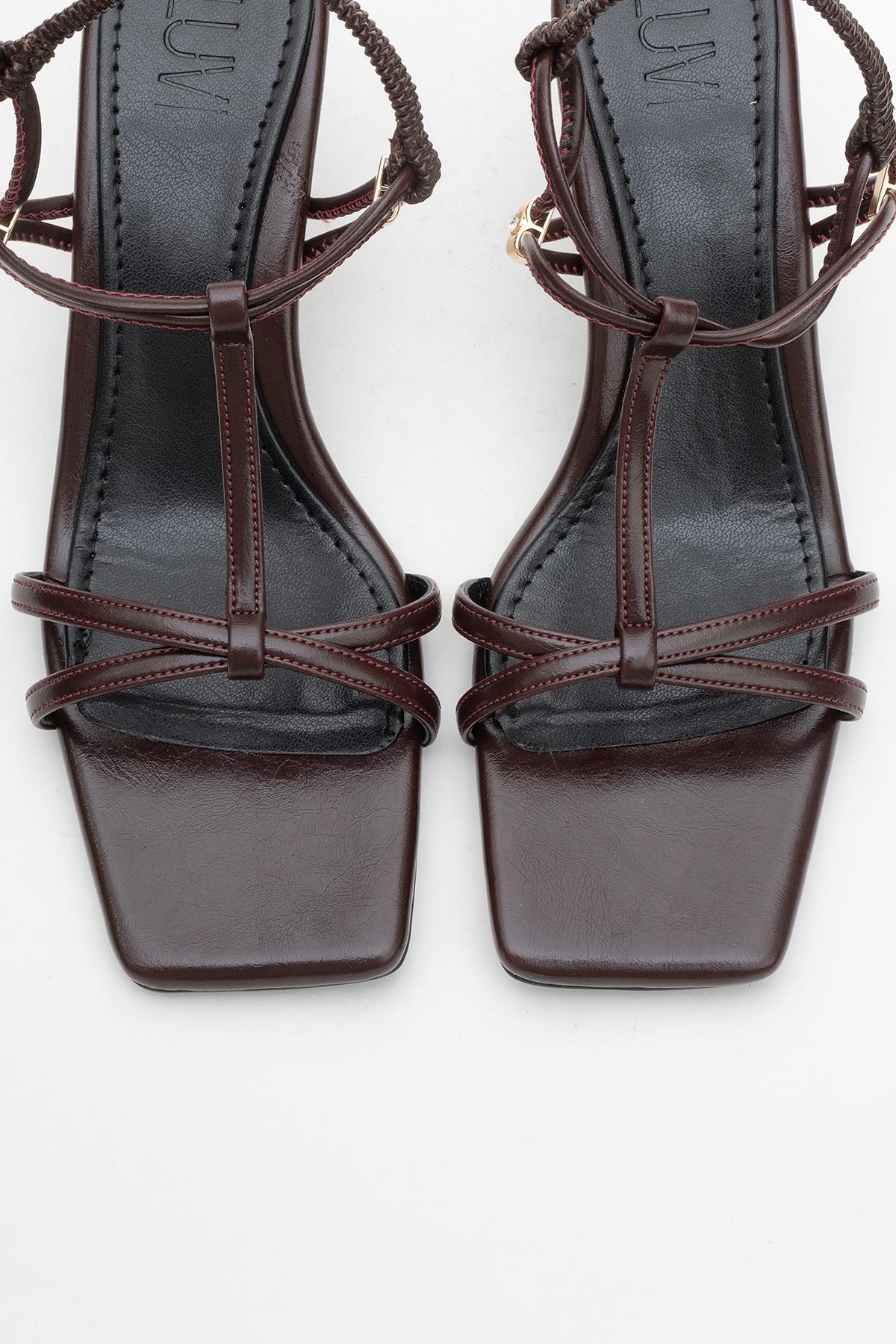 Gibson Burgundy Square‑Toe Stiletto Sandal (Women) - Image 2