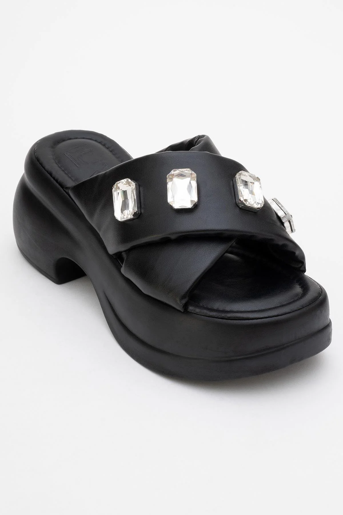 Giev - Black Jeweled Platform Slide (Women) - Image 3