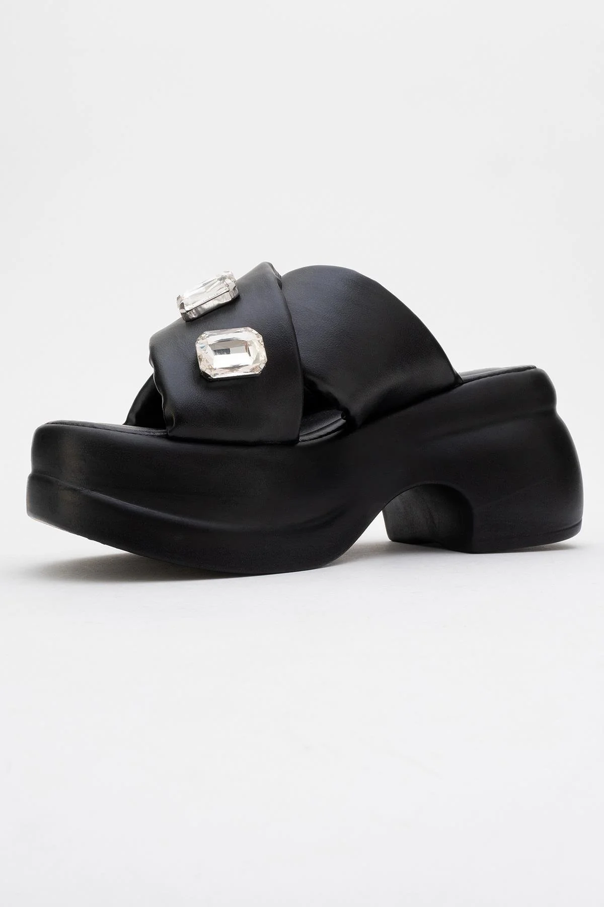 Giev - Black Jeweled Platform Slide (Women) - Image 4