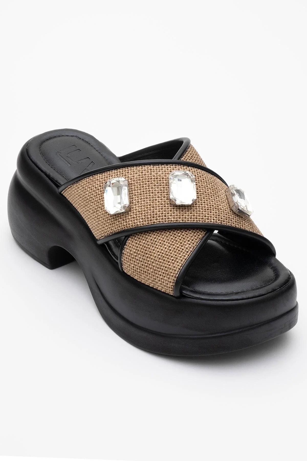Giev - Black Woven Platform Mule (Women) - Image 3