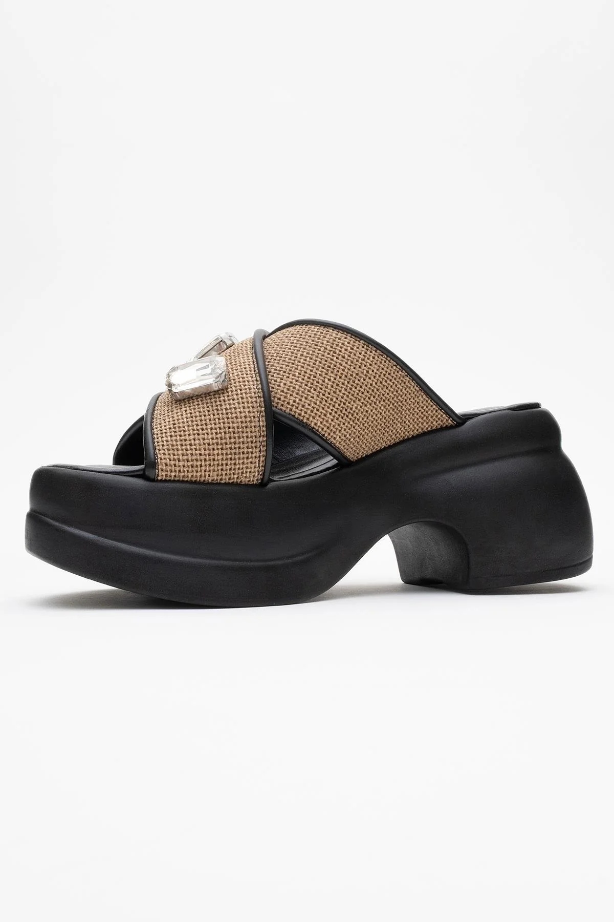 Giev - Black Woven Platform Mule (Women) - Image 4