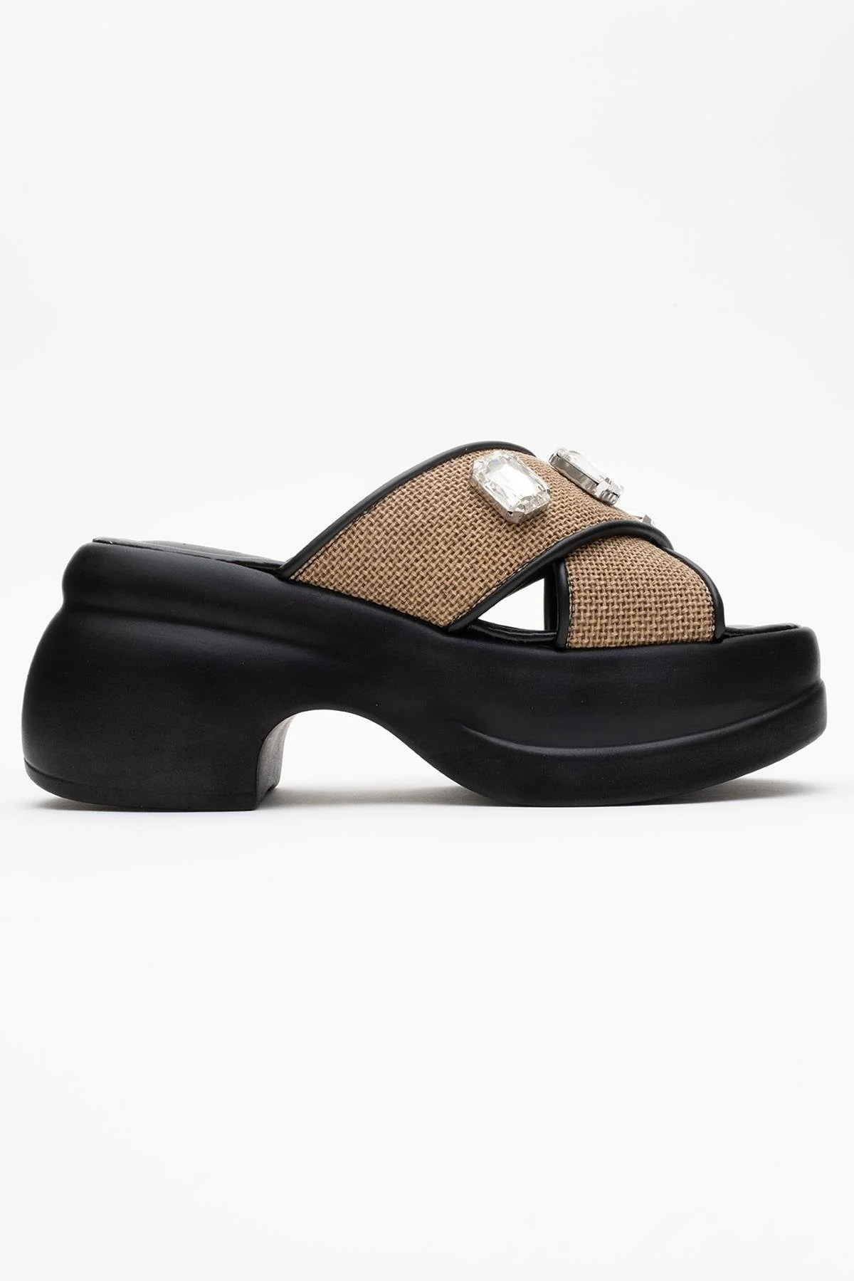 Giev - Black Woven Platform Mule (Women) - Image 6