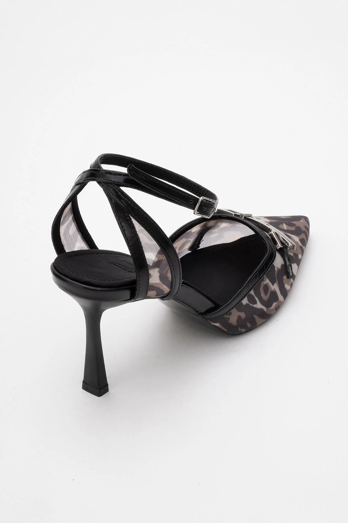 Giorno - Black Patterned Mesh Ankle-Strap Stiletto (Women) - Image 5