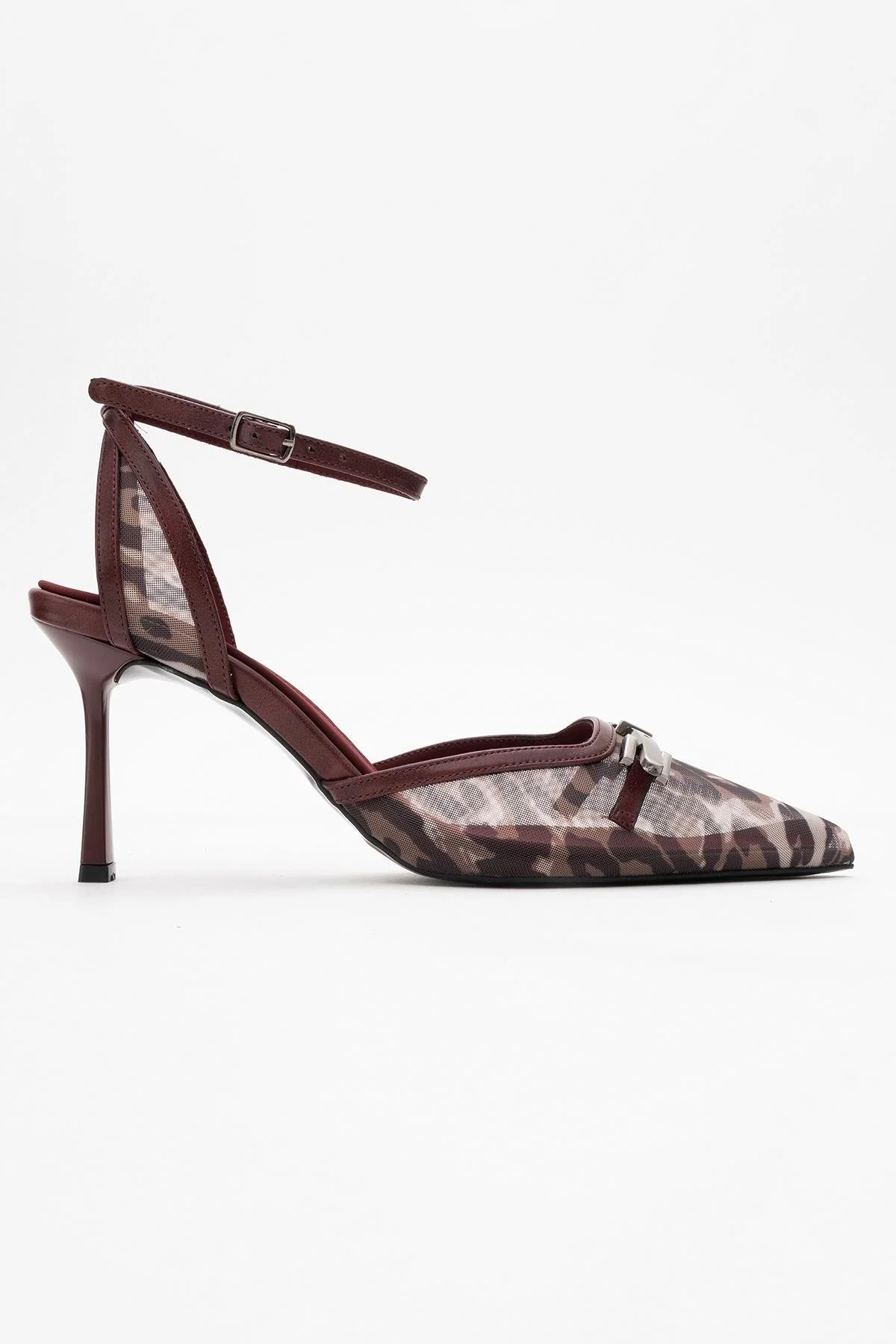 Giorno - Burgundy Patterned Mesh Ankle-Strap Stiletto (Women) - Image 6