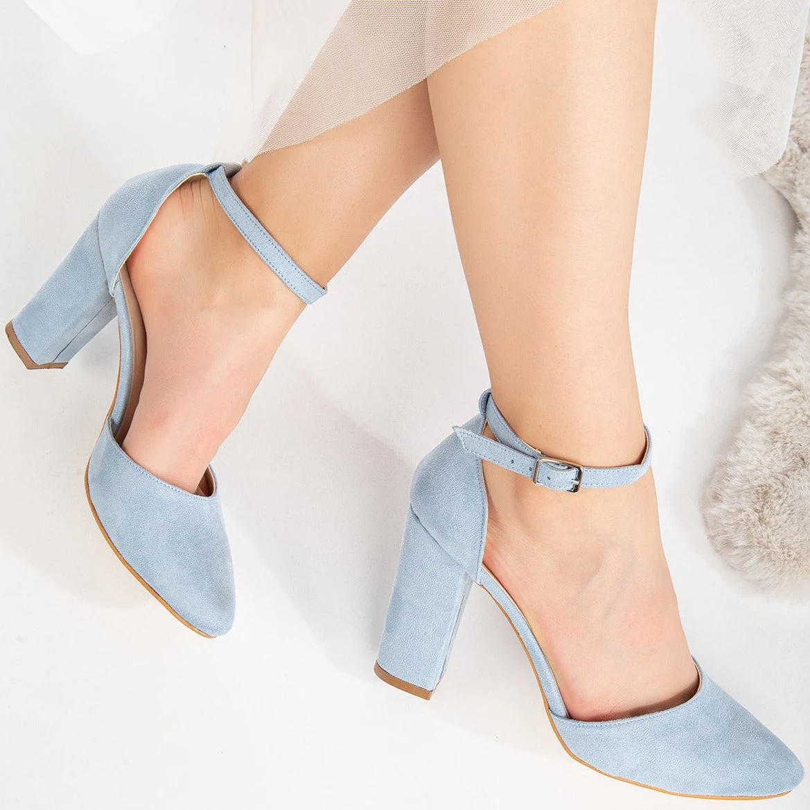 Gisele - Baby Blue Suede Wedding Heels - Image 3