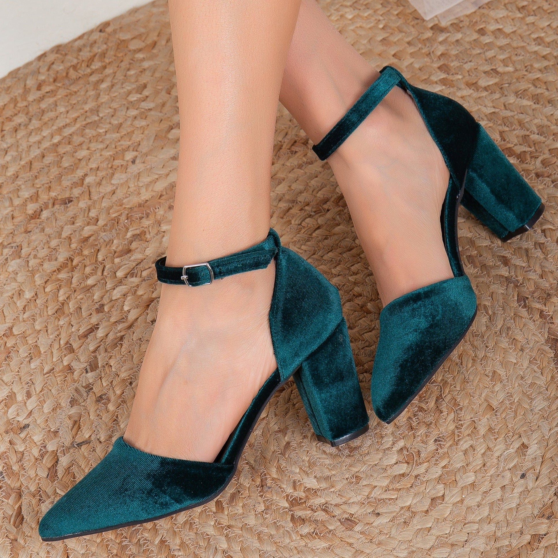 Gisele - Emerald Green Velvet Heels - Image 5