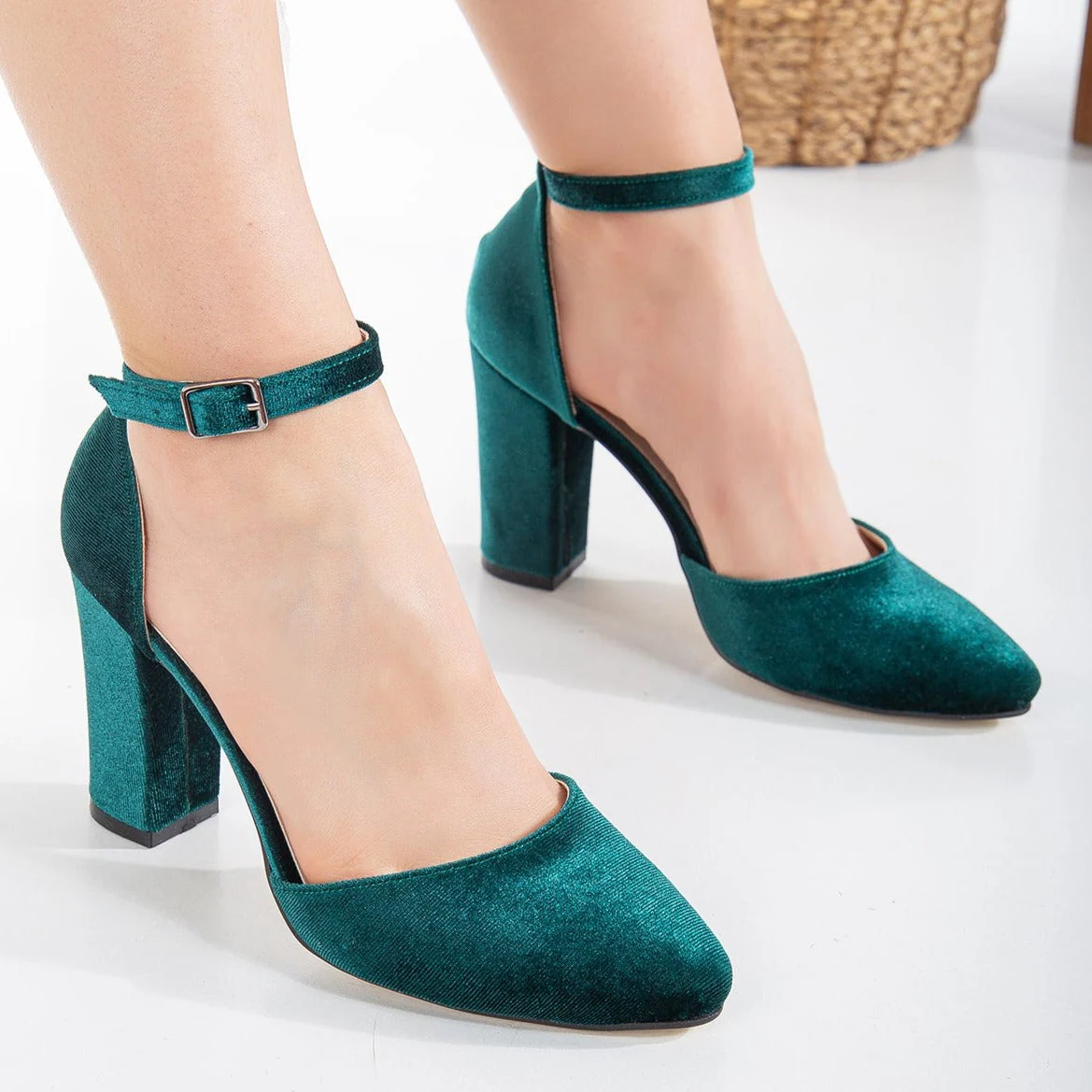 Gisele - Emerald Green Wedding Heels with Ribbon - Image 10