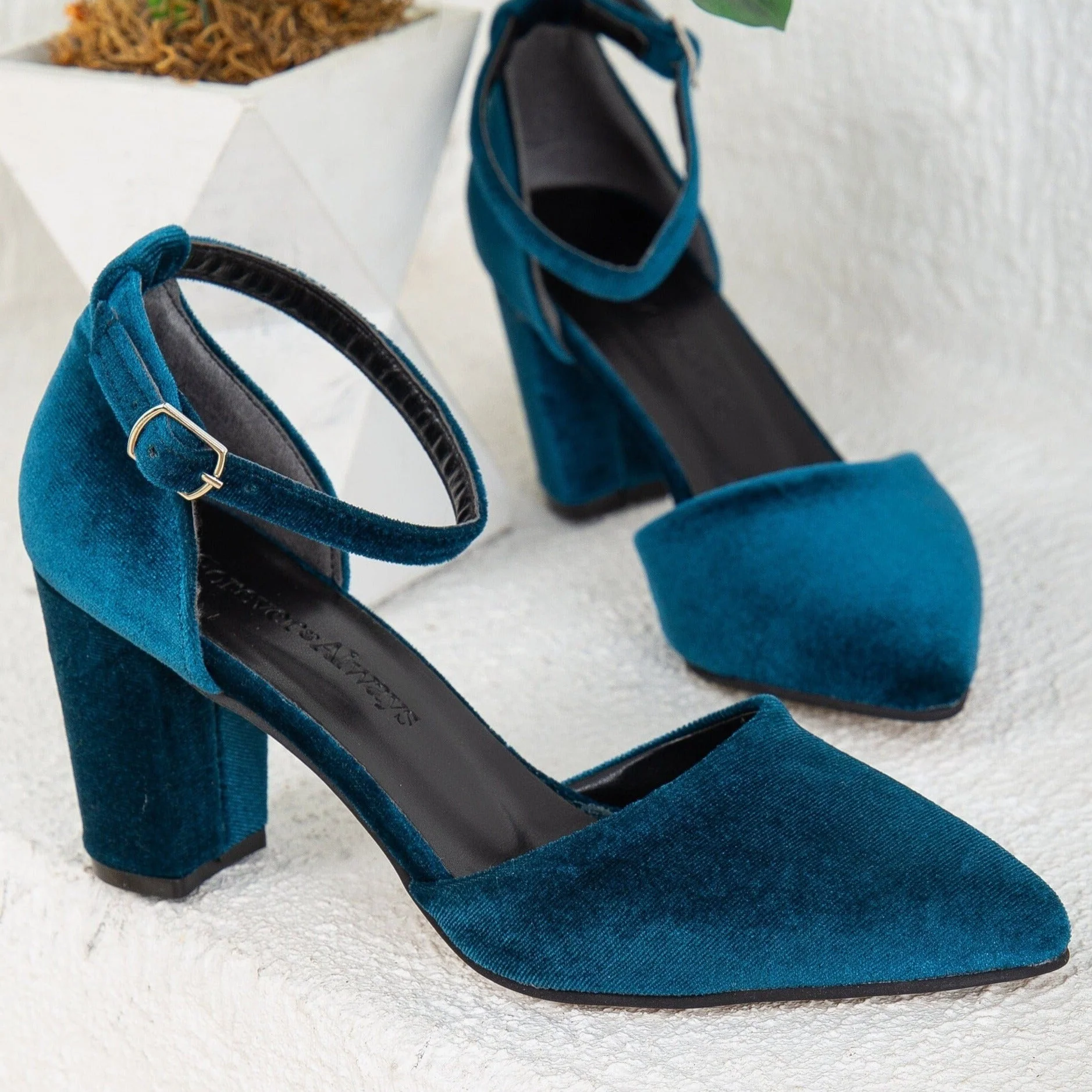 Gisele - Teal Blue Velvet High Heels - Image 6