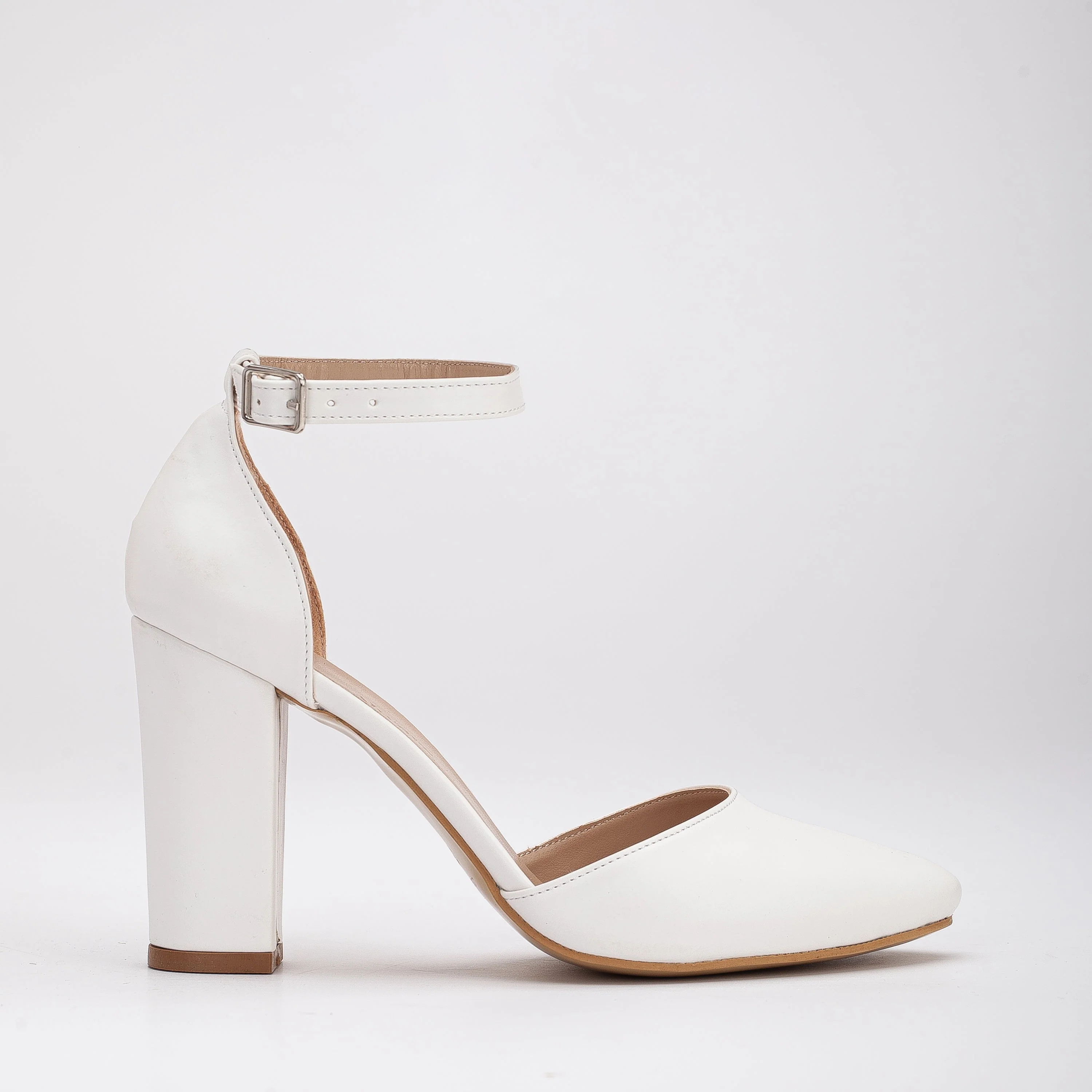 Gisele - White Bridal Shoes with Ribbon - Image 9
