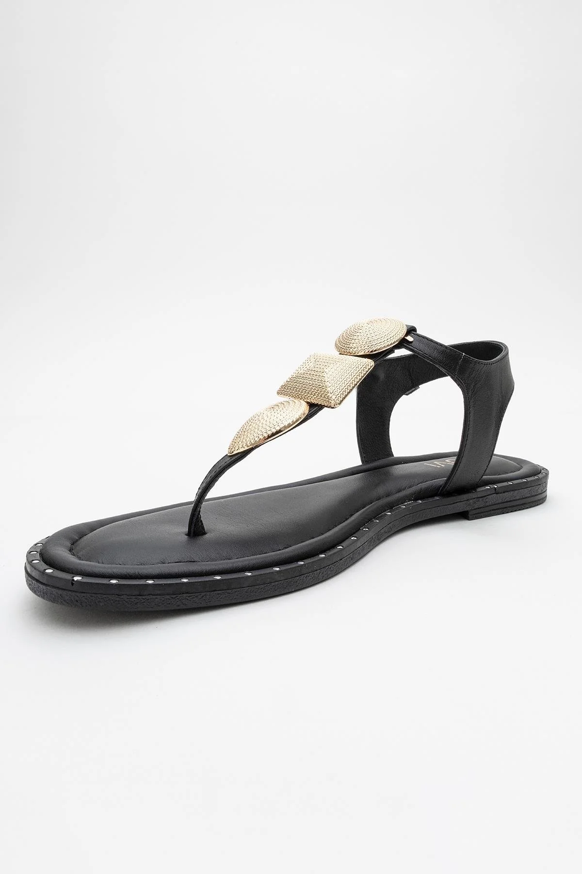 Giulia - Black Leather Flat Sandal (Women) - Image 3