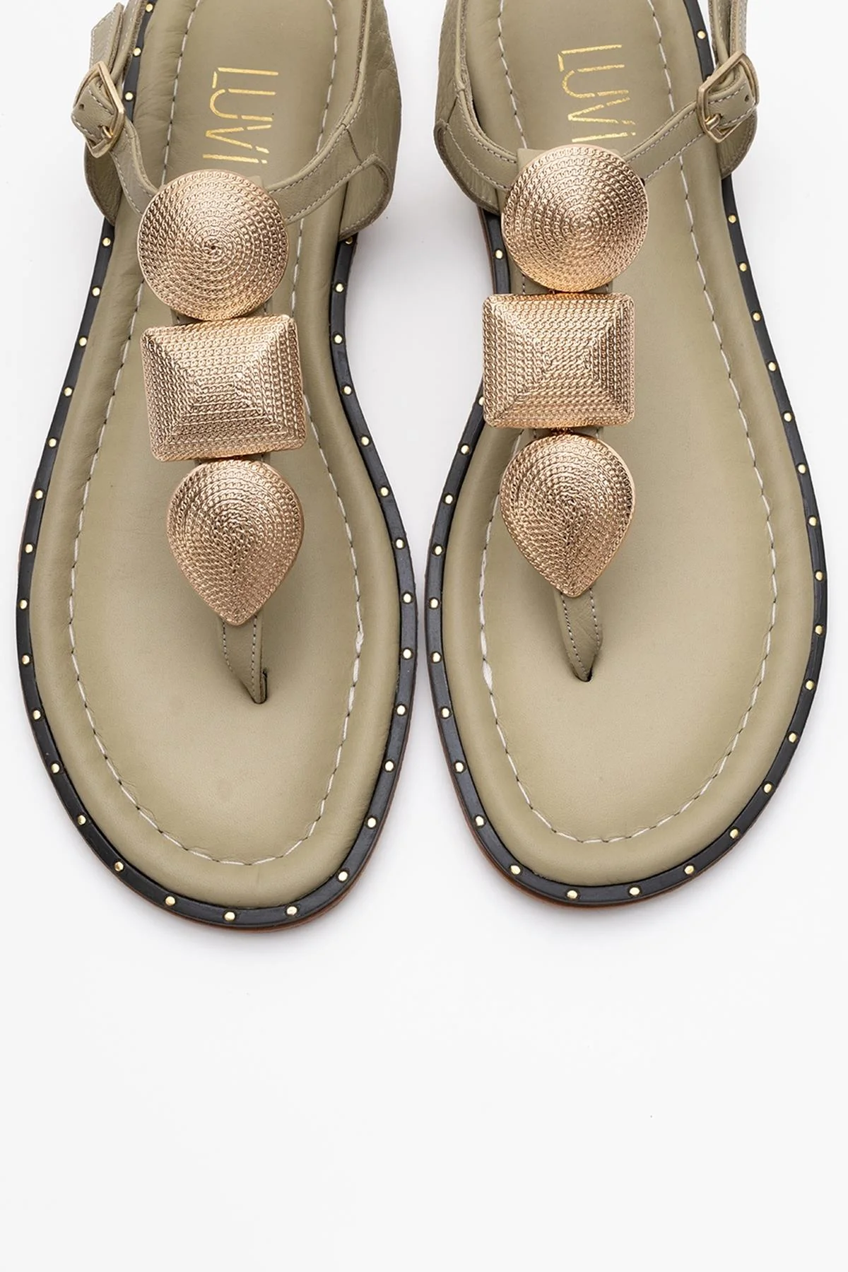 Giulia - Green Leather Flat Sandal (Women) - Image 2