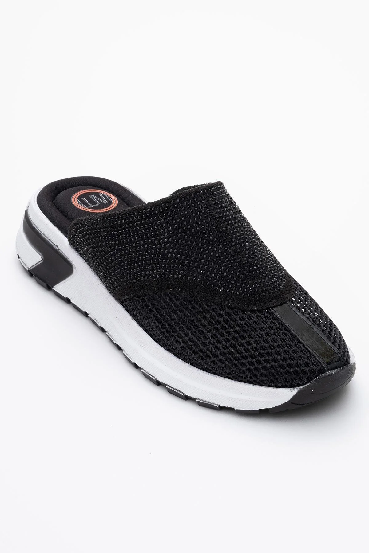 GLEA Black Mesh Rhinestone Mules (Women) - Image 3