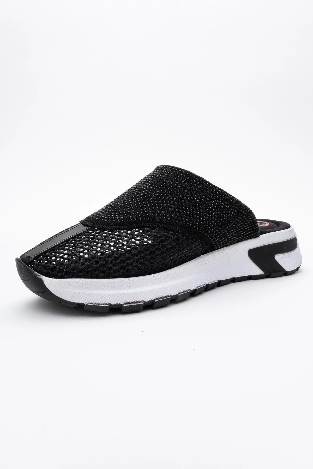 GLEA Black Mesh Rhinestone Mules (Women) - Image 4