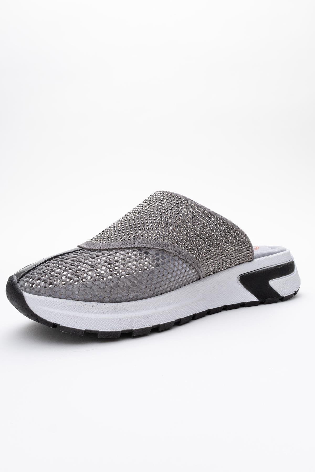 GLEA Grey Mesh Rhinestone Mules (Women) - Image 4