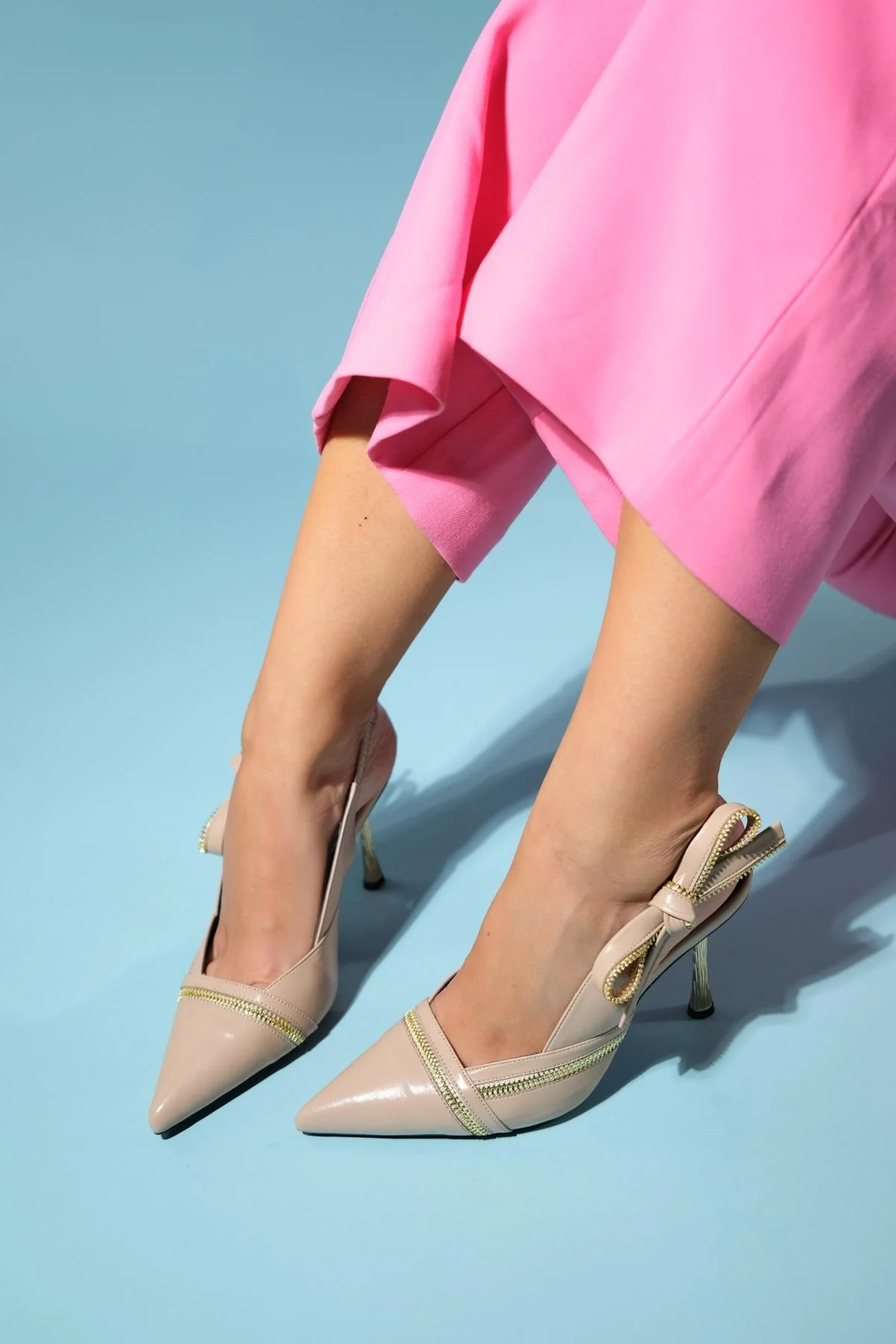 Glen - Beige Zipper-Detail High Heel Shoe (Women) - Image 2