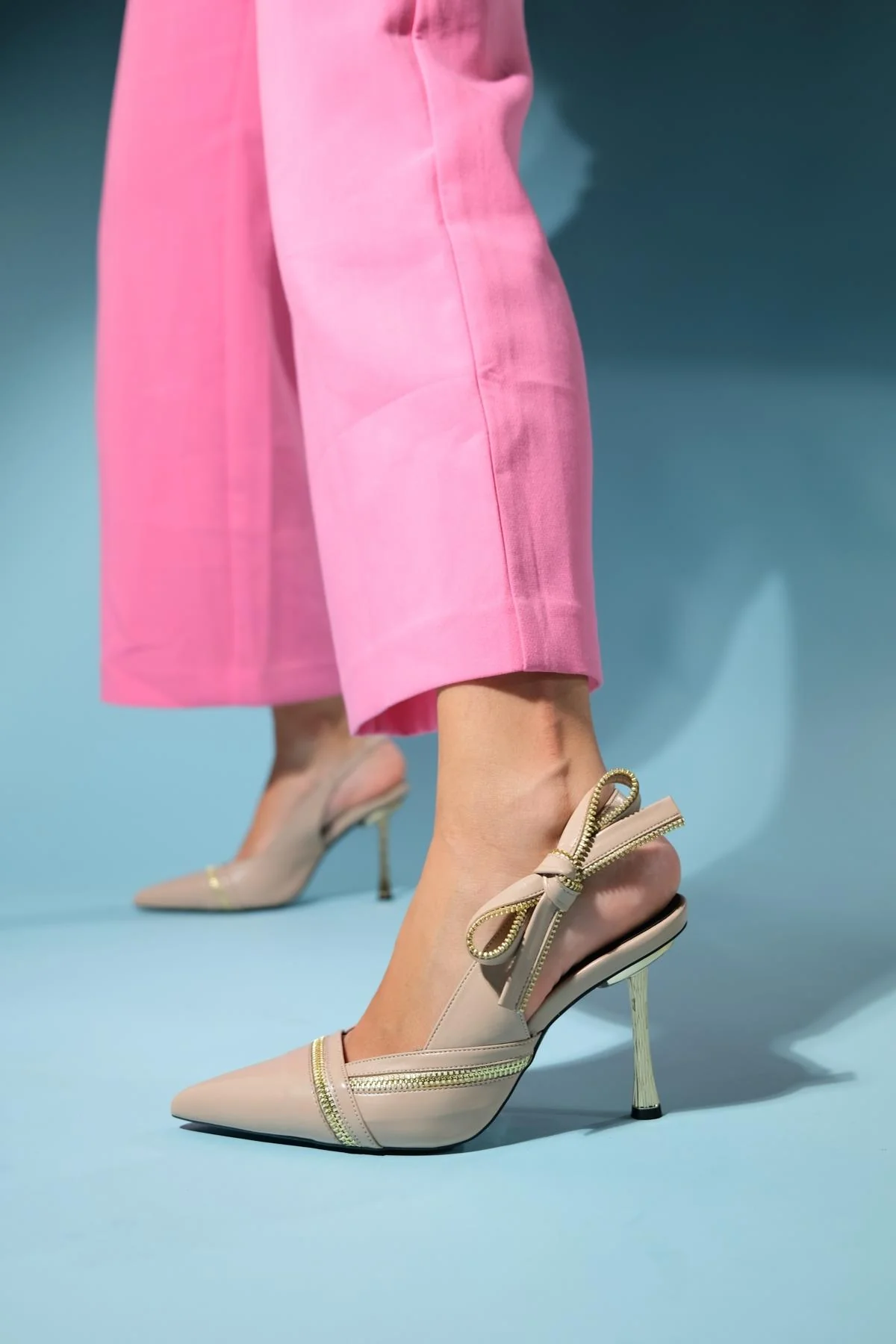 Glen - Beige Zipper-Detail High Heel Shoe (Women) - Image 3