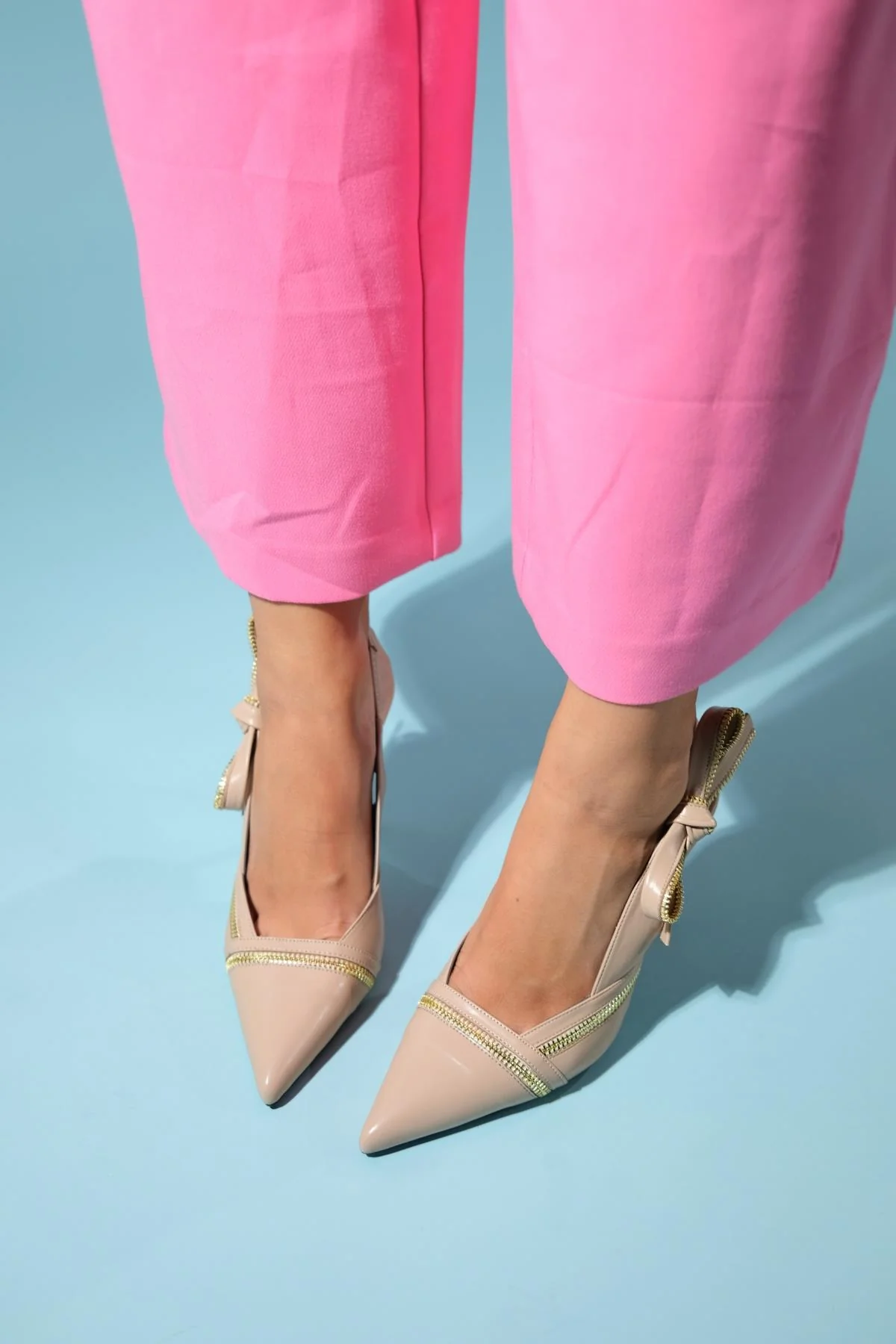 Glen - Beige Zipper-Detail High Heel Shoe (Women) - Image 5