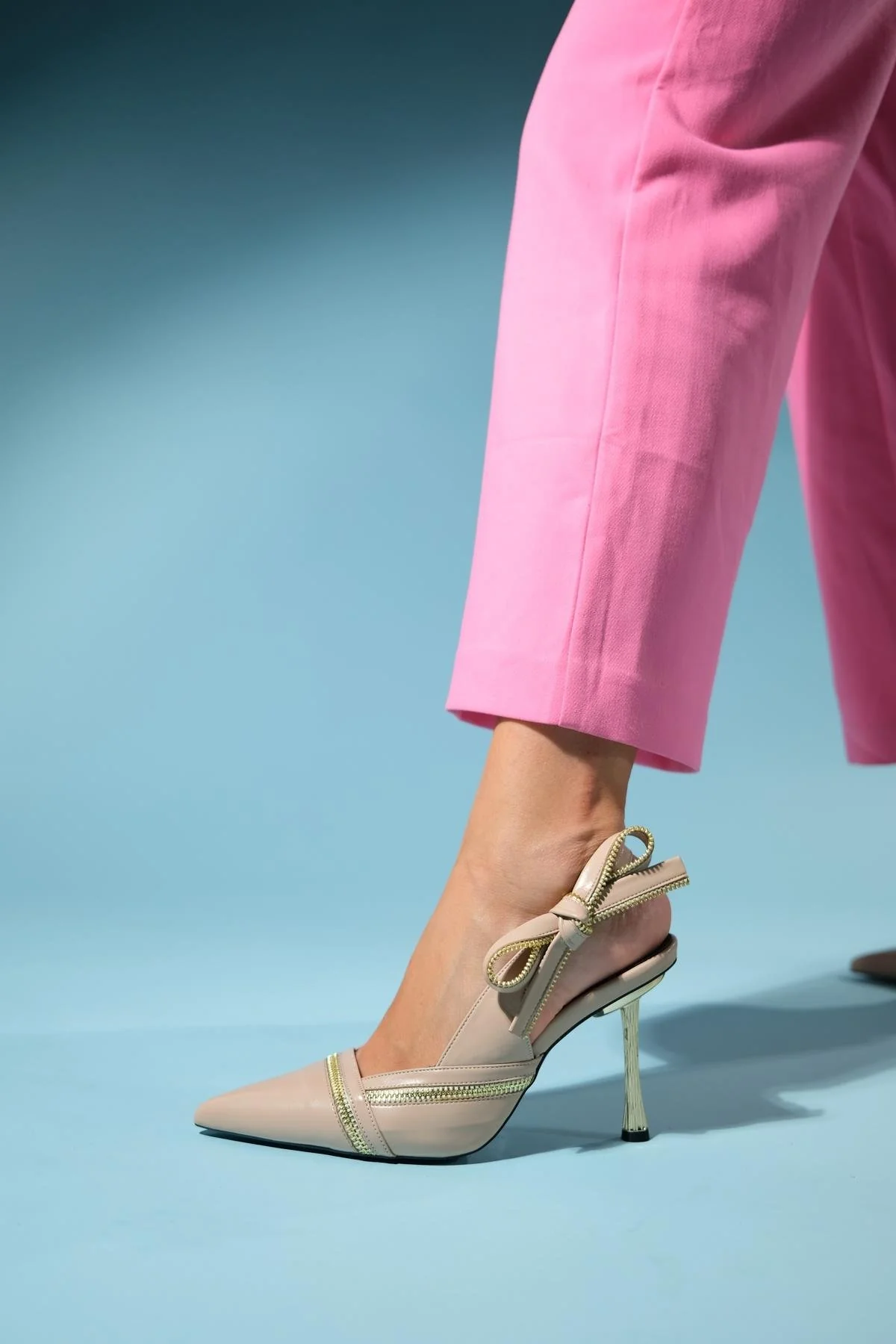 Glen - Beige Zipper-Detail High Heel Shoe (Women) - Image 6