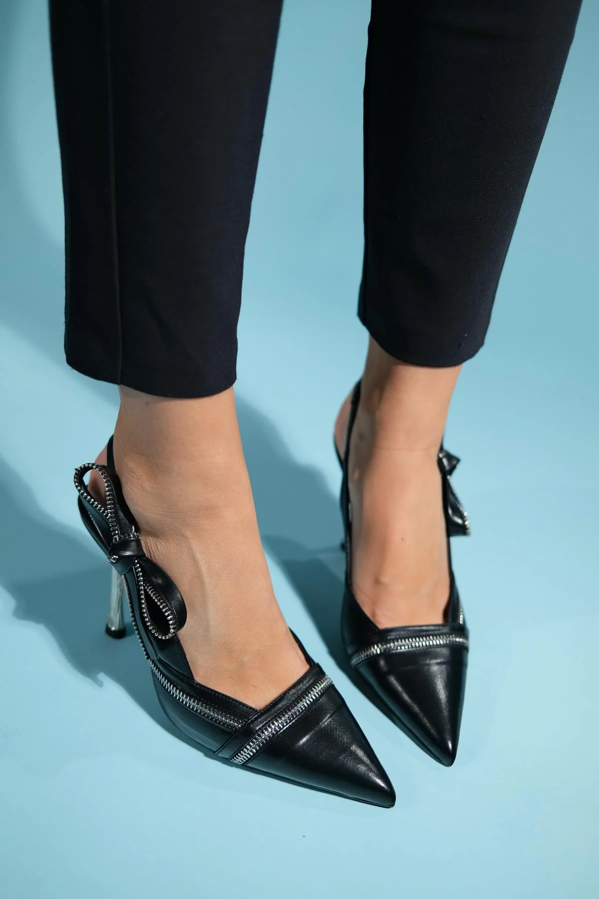 Glen - Black Zipper-Detail High Heel Shoe (Women) - Image 3