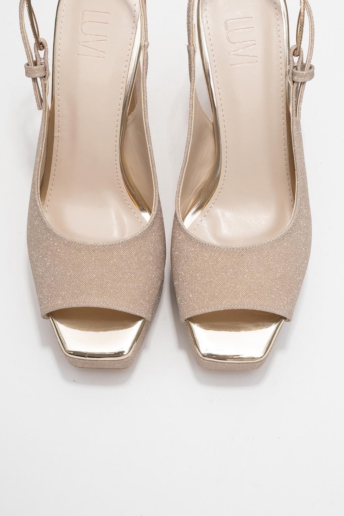 Glora - Gold Glitter Platform Heel Evening Shoe (Women) - Image 2