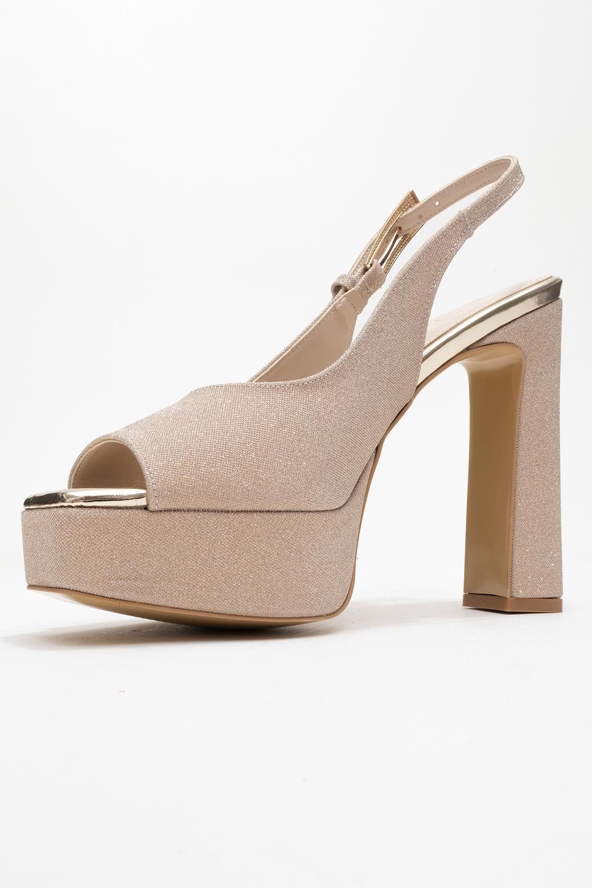 Glora - Gold Glitter Platform Heel Evening Shoe (Women) - Image 4