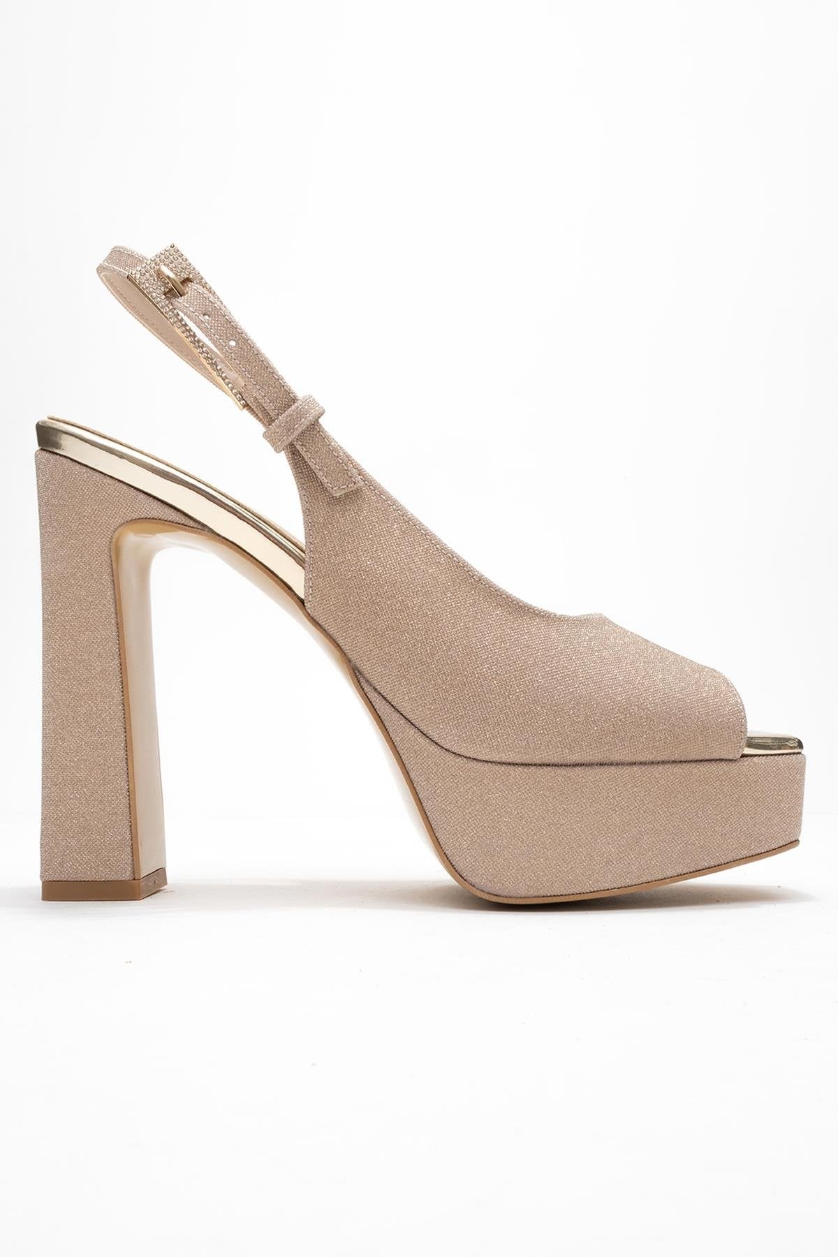 Glora - Gold Glitter Platform Heel Evening Shoe (Women) - Image 6