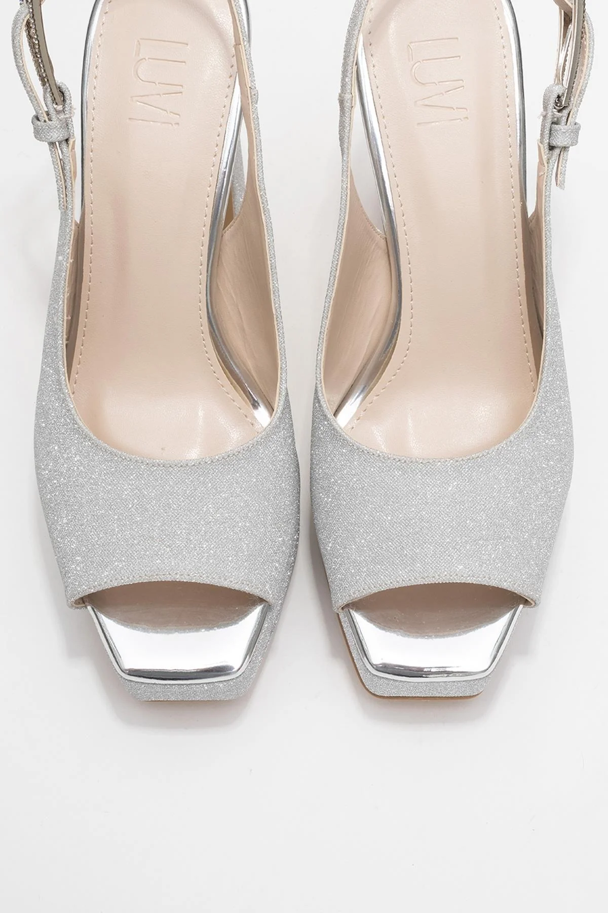 Glora - Silver Glitter Platform Heel Evening Shoe (Women) - Image 2