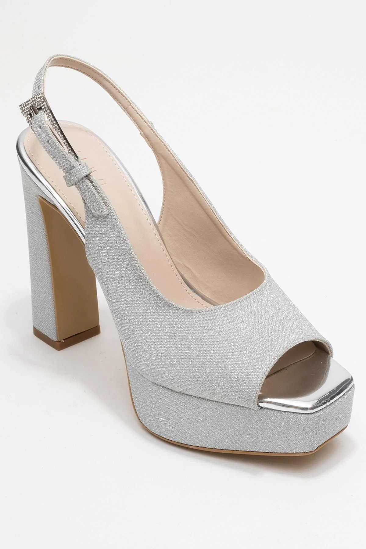 Glora - Silver Glitter Platform Heel Evening Shoe (Women) - Image 3