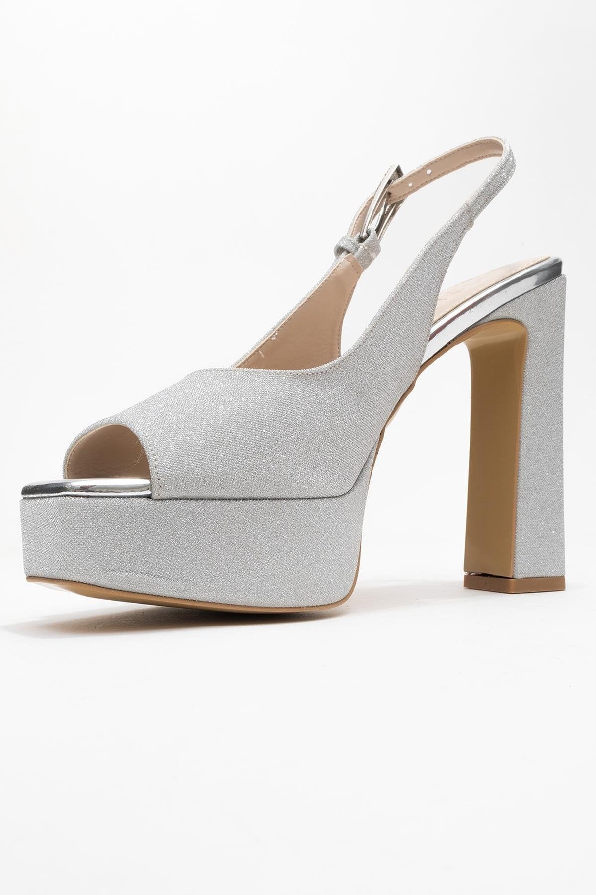 Glora - Silver Glitter Platform Heel Evening Shoe (Women) - Image 4